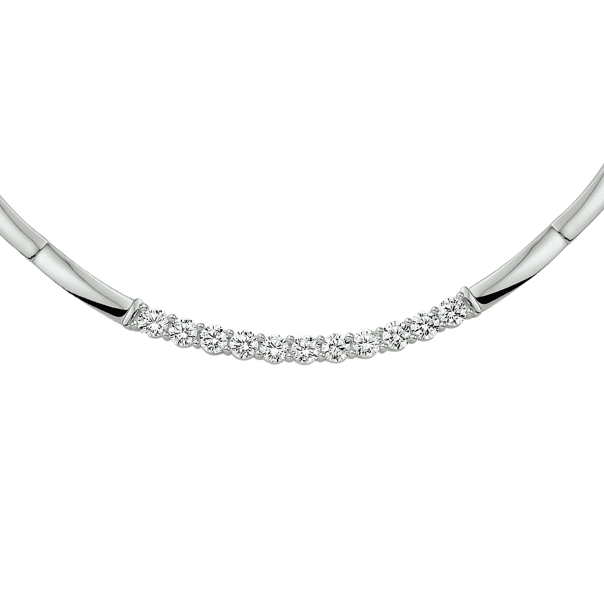 Gerhodineerd zilveren collier met zirkonia. De schakelbreedte is 4.0mm.