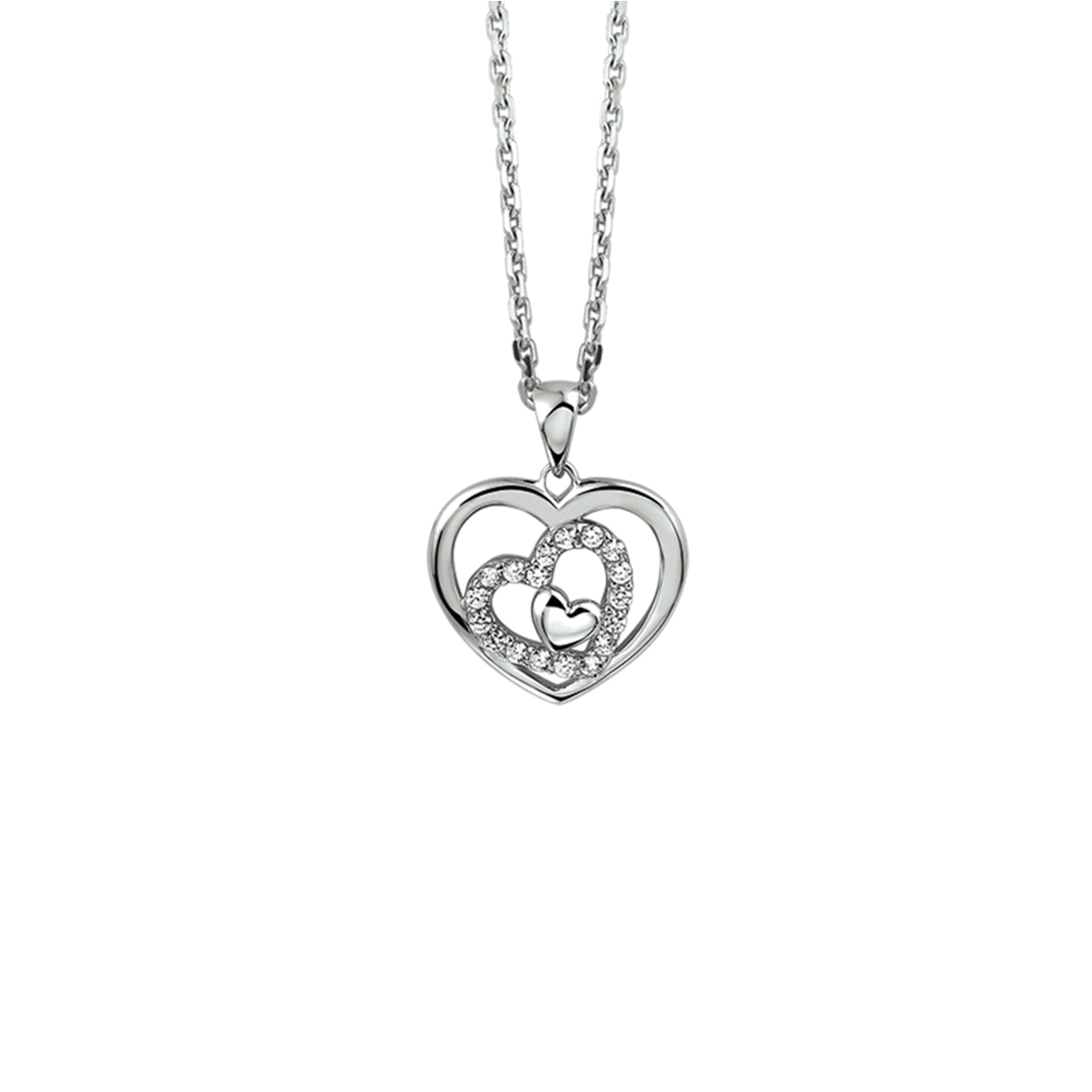 Gerhodineerd zilveren collier met een hart en zirkonia. De lengte bedraagt 41cm met 4cm extensie. De schakelbreedte bedraagt 1.3mm.
Doelgroep: dames
Breedte: 1.3 mm
Kortste lengte: 41 cm
Langste lengte: 45 cm