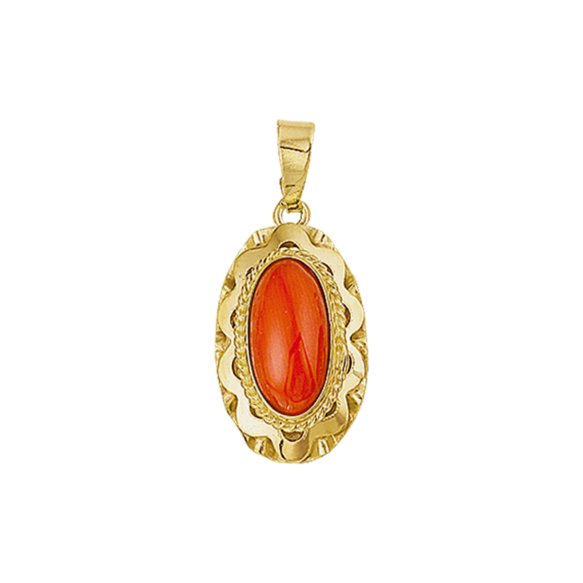 Prachtige 14krt gouden fantasiehanger met bloedkoraal.
Breedte: 11 mm
Hoogte: 20 mm
