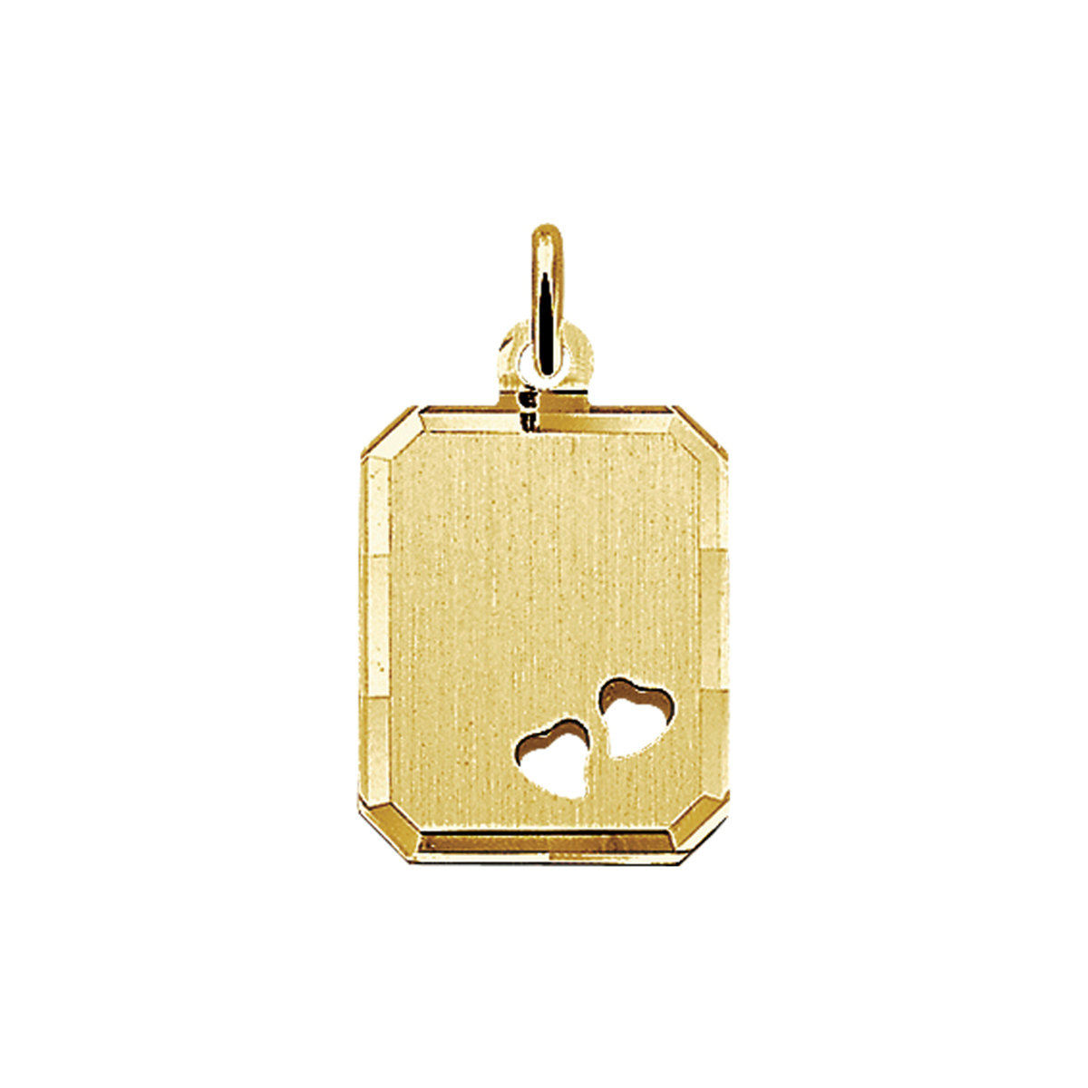 Beschrijving: Geelgouden graveerhanger met een gediamanteerde afwerking. 
Verpakt per: 1
Doelgroep: unisex
Breedte: 14 mm
Hoogte: 18 mm