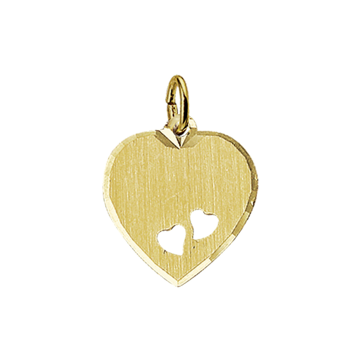 Geelgouden graveerhanger met een gediamanteerde afwerking en een dikte van 0.7mm.