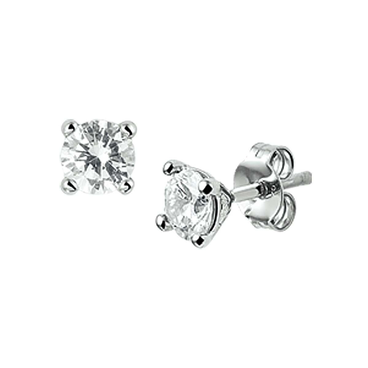Beschrijving: Gerhodineerd zilveren oorknoppen met zirkonia. 
Doelgroep: dames
Zetting: solitaire (chatonzetting)
