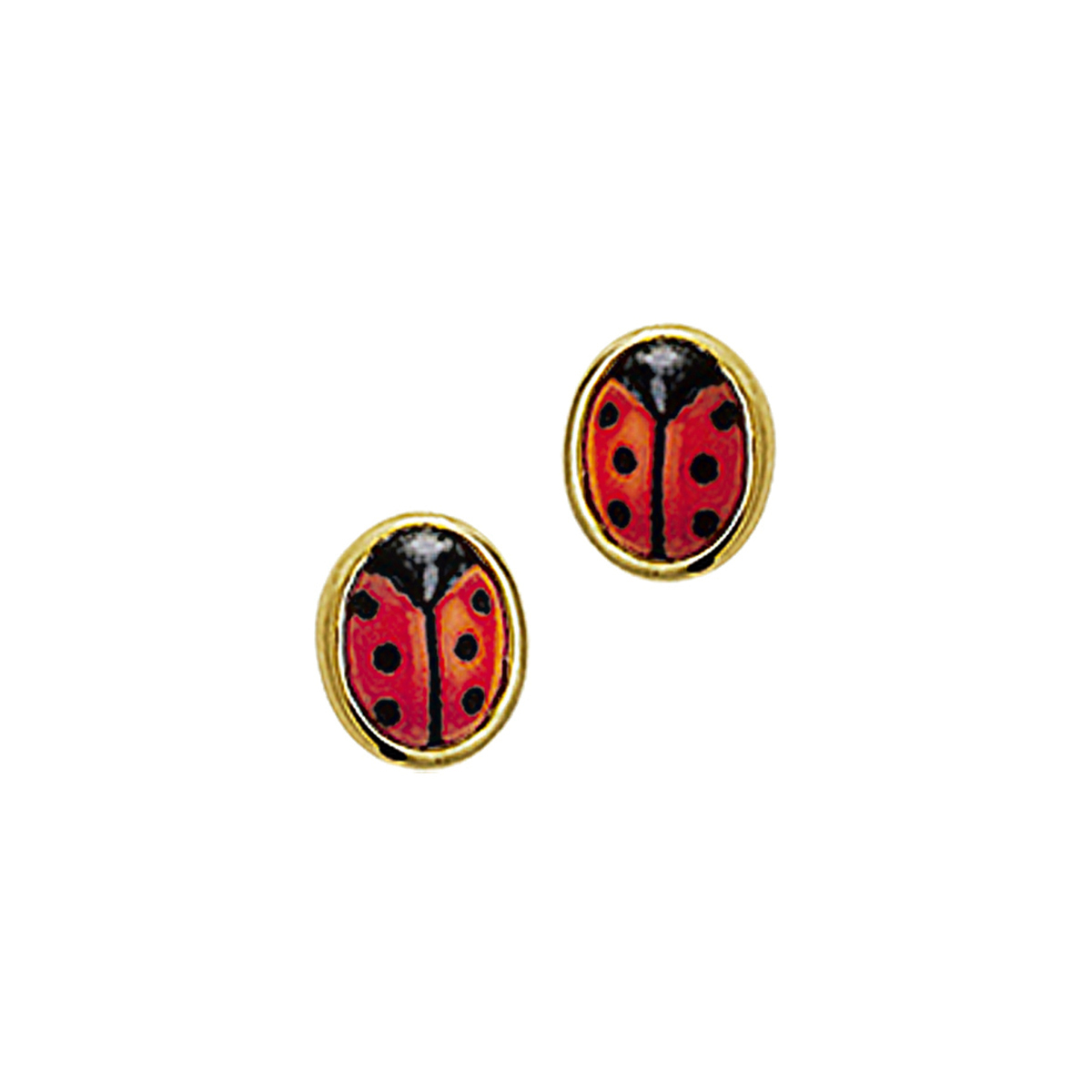 14 karaats geelgouden oorknoppen met een kapoentje (lieveheersbeestje)
Breedte: 5 mm Hoogte: 6 mm