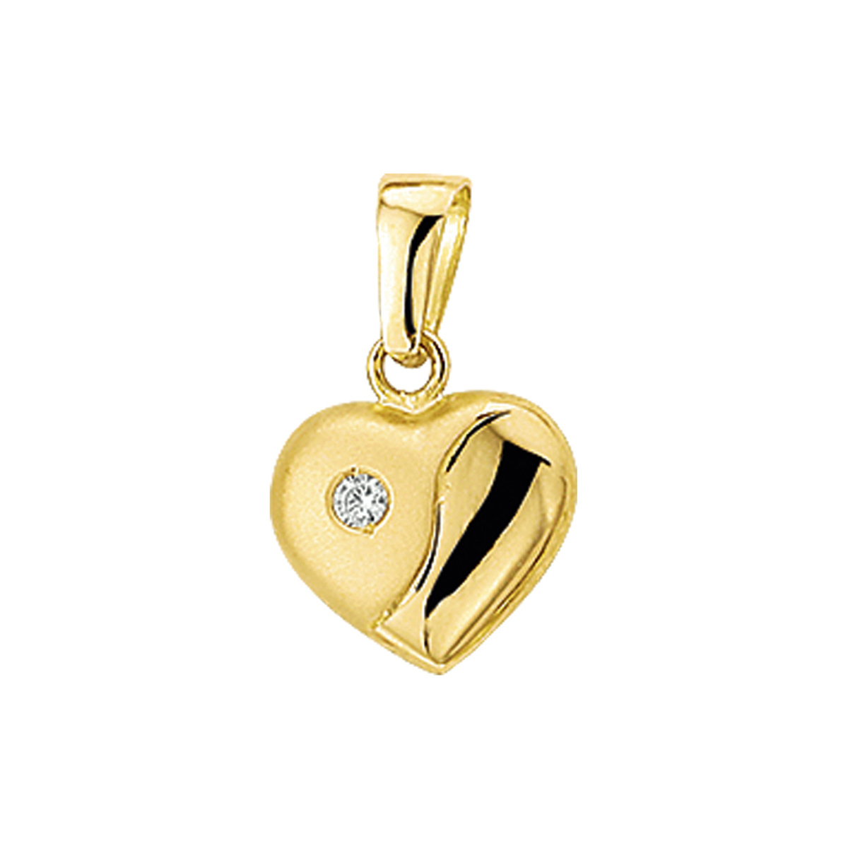 Beschrijving: Geelgouden hanger met een hart en zirkonia.
Verpakt per: 1
Doelgroep: dames
Breedte: 10 mm
Hoogte: 9 mm
Zetting: solitaire