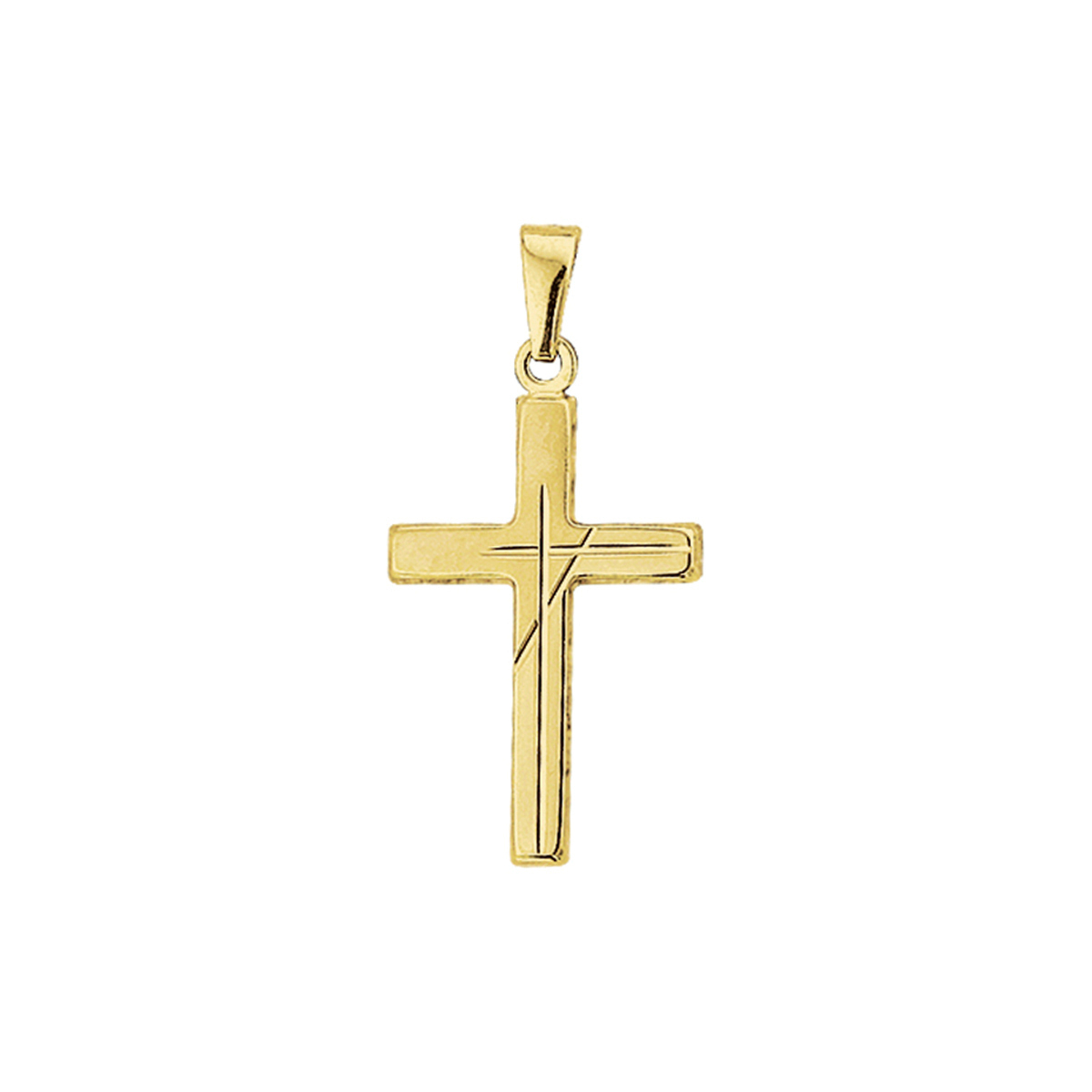 hanger kruis poli/mat gediamanteerd 14K geelgoud