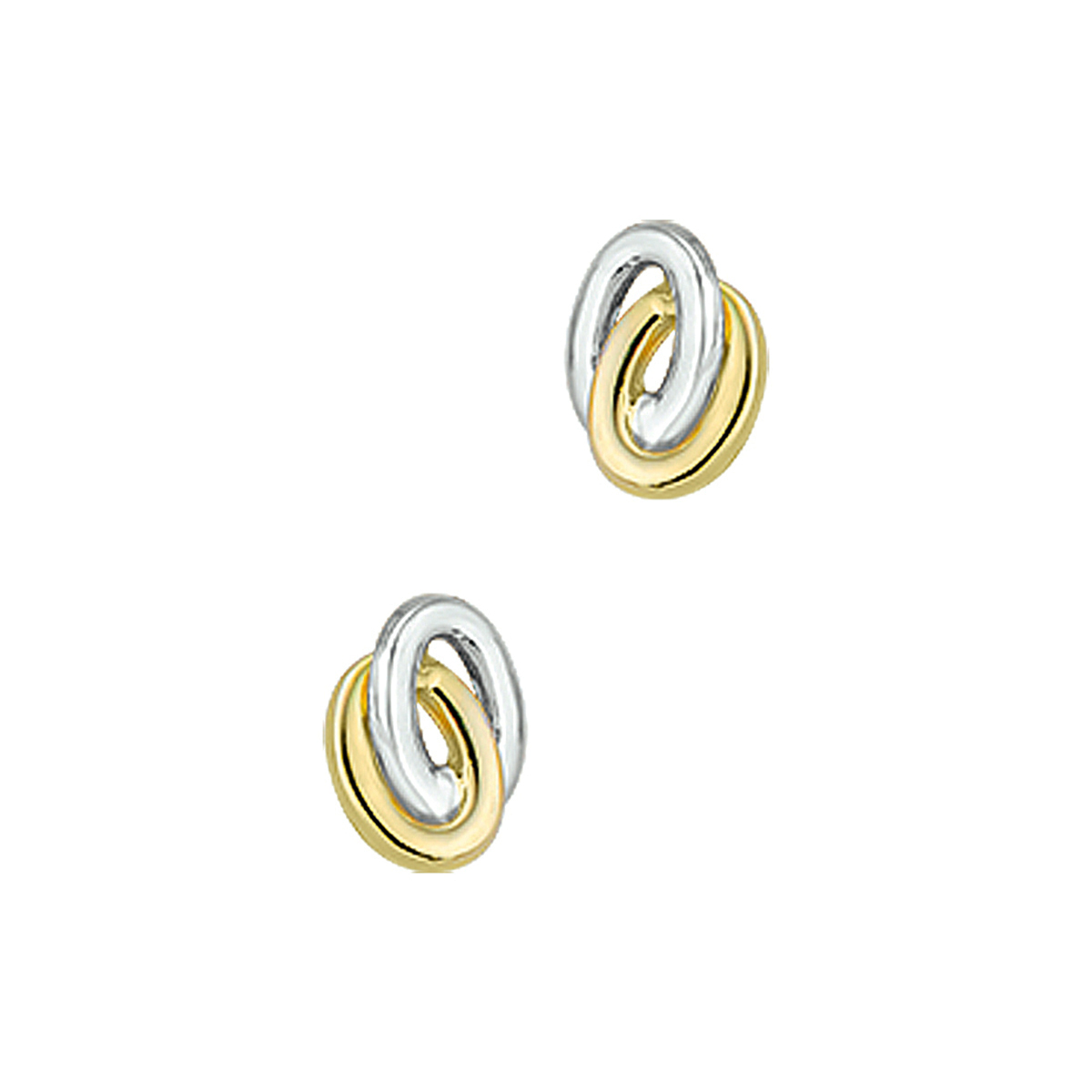 oorknoppen bicolor gestift 14K geelgoud