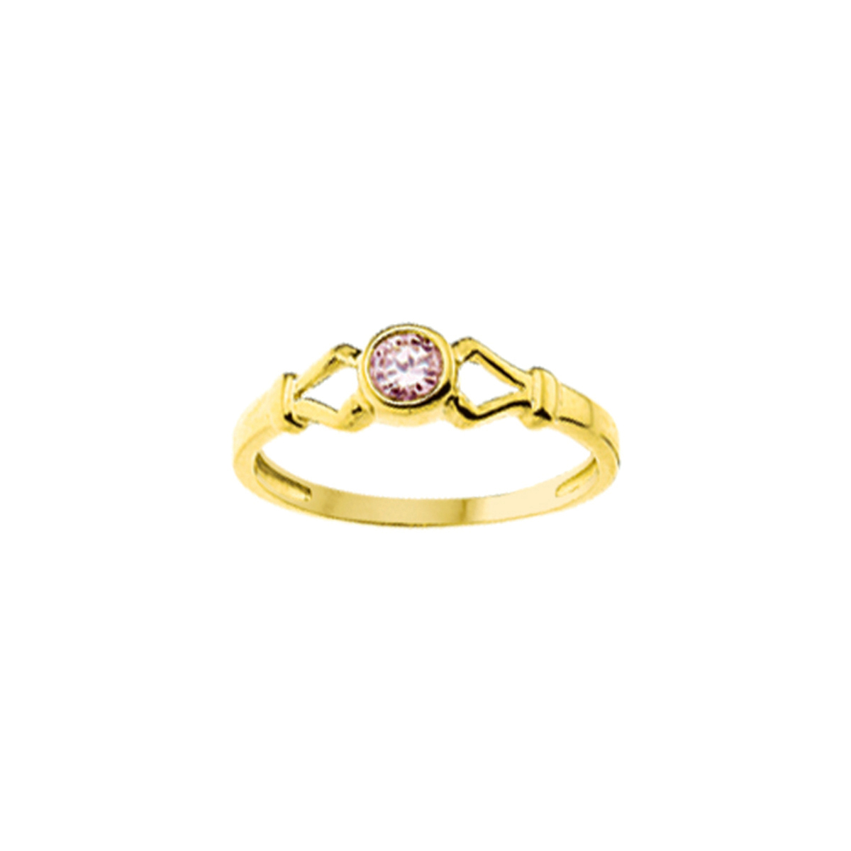 ring roze zirkonia 14K geelgoud