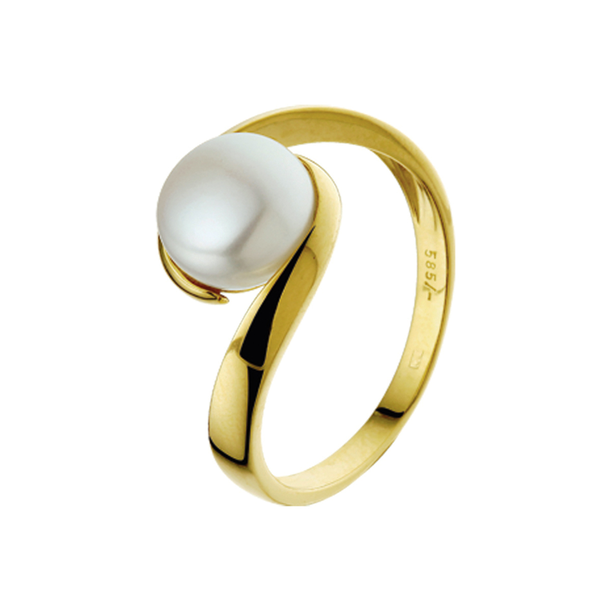 Beschrijving: Geelgouden ring met zoetwaterparel. 
Uniekenummer serie: 29269
Verpakt per: 1
Doelgroep: dames
Ringmaat: 17.50 mm (55)
Breedte: 10.5 mm