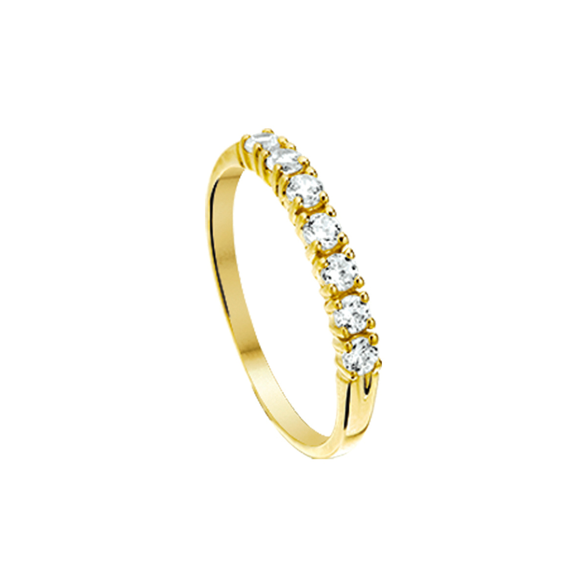 Gouden rij ring zirkonia 7steens