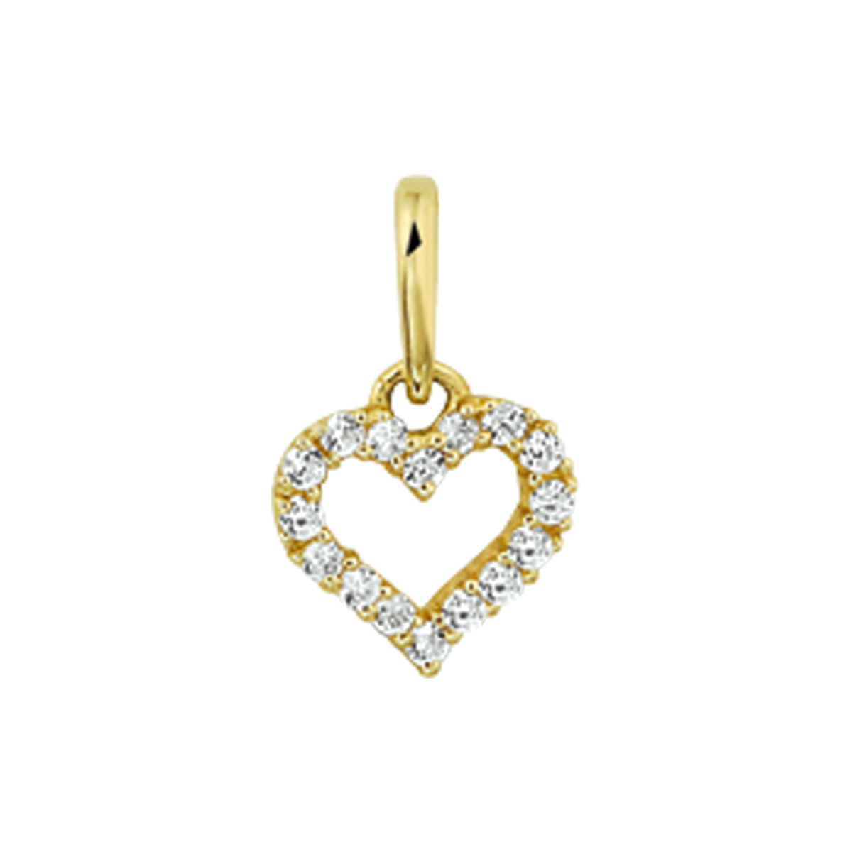 Beschrijving: Geelgouden hanger met een hart van zirkonia. 
Uniekenummer serie: 28896
Verpakt per: 1
Doelgroep: dames
Breedte: 7.5 mm
Hoogte: 7 mm
Zetting: entourage (rijzetting)