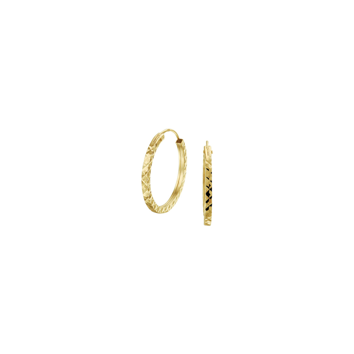 14krt gouden creool met gediamanteerd diameter 17.5 dikte 1.5mm