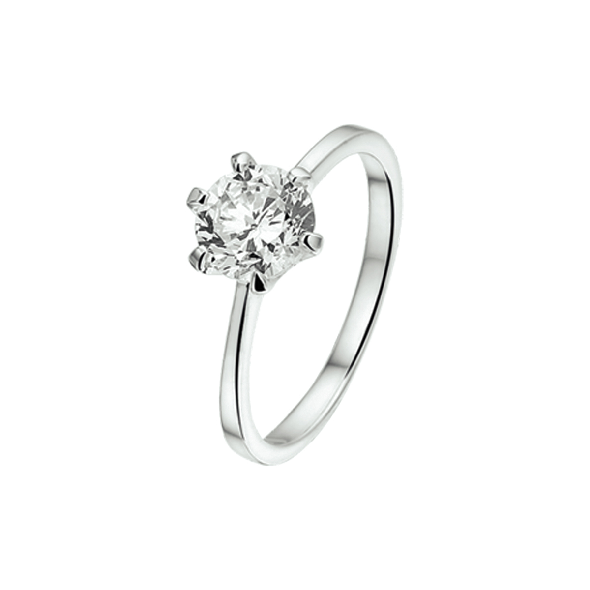 Zilver ring 
Ringmaat: 16.50 mm (52)
Breedte: 8.5 mm
Zetting: solitaire (chatonzetting)