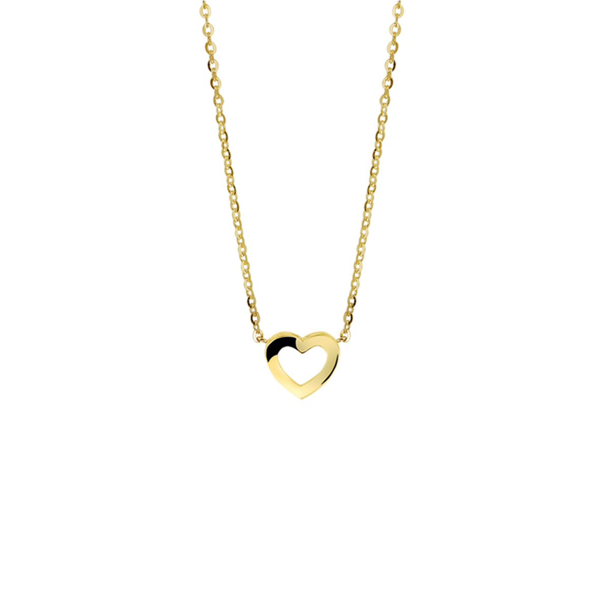 Beschrijving: Geelgouden collier met een hart. De lengte bedraagt 41cm met 4cm extensie en de lengte bedraagt 1.1mm. 
Verpakt per: 1
Doelgroep: dames
Breedte: 7 mm
Kortste lengte: 41 mm
Langste lengte: 45 mm
Hoogte: 6.5 mm