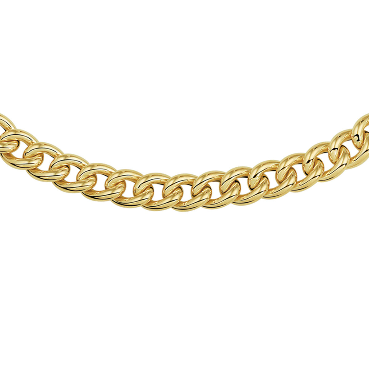 Geelgouden collier met gourmet schakel. De lengte bedraagt 45cm en de schakelbreedte is 9mm.