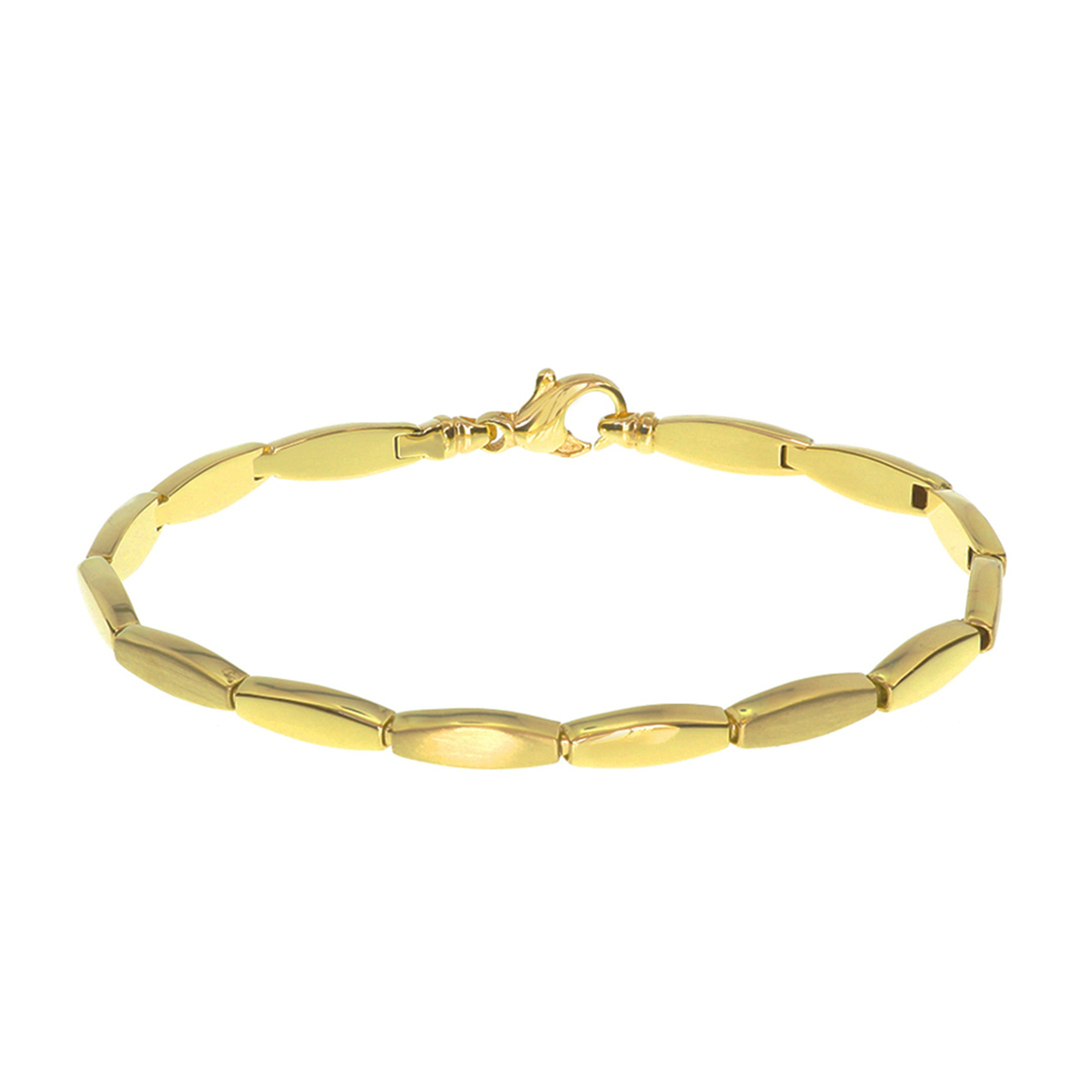Geelgouden choker armband met een poli/matte afwerking.