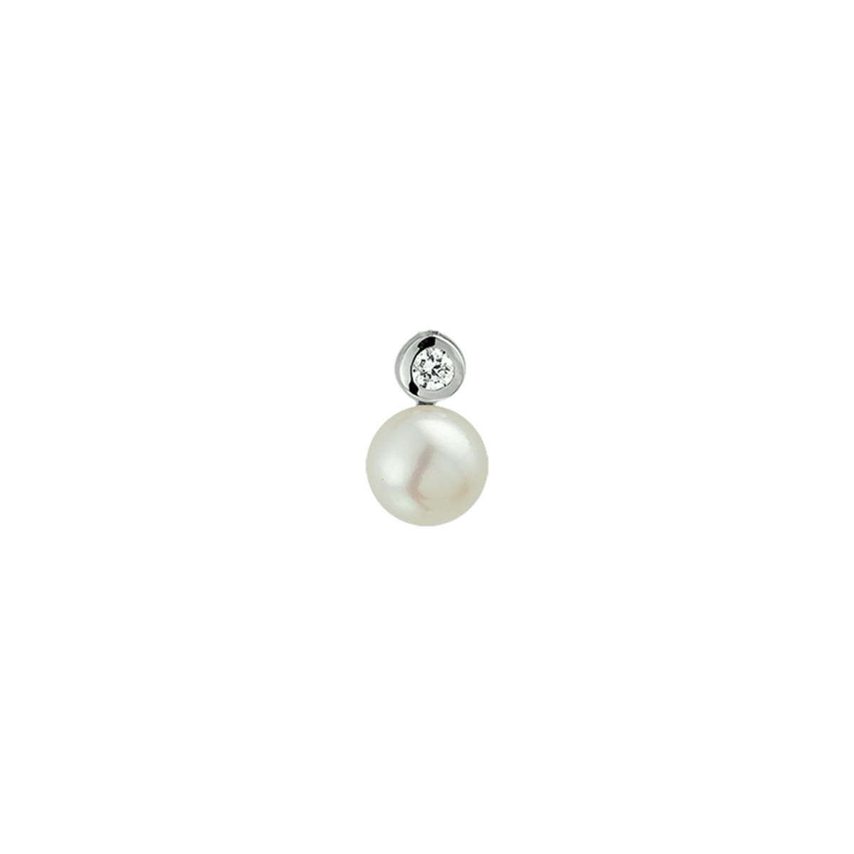 De hanger is gemaakt van gerhodineerd zilver en is witkleurig. Het is een sieraad voor dames.