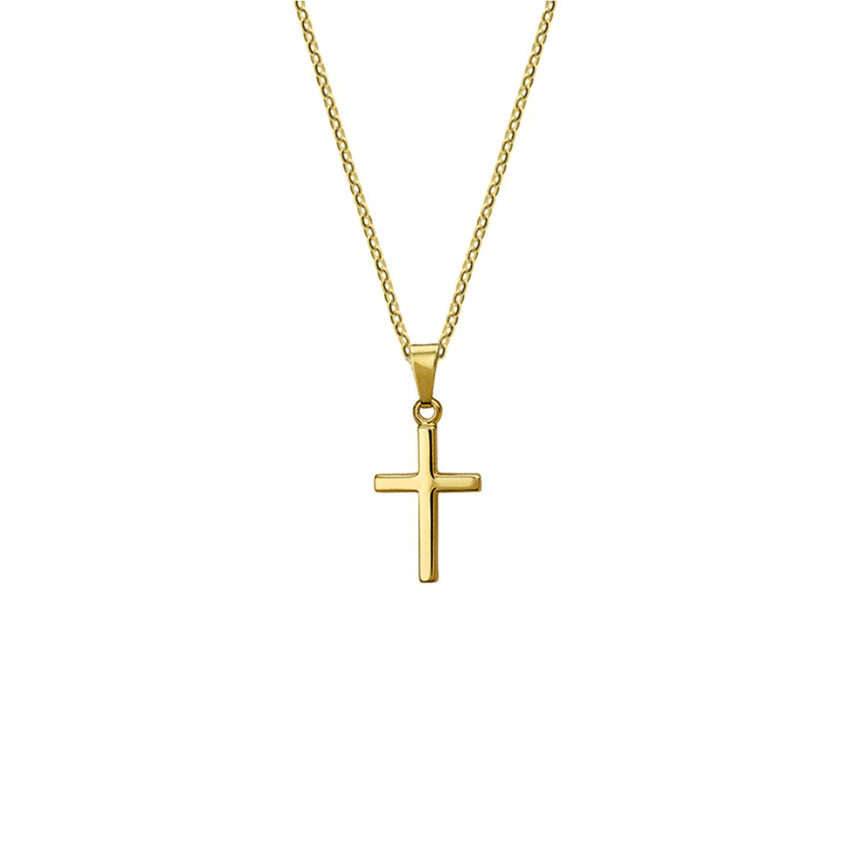Geelgouden collier met kruis hanger