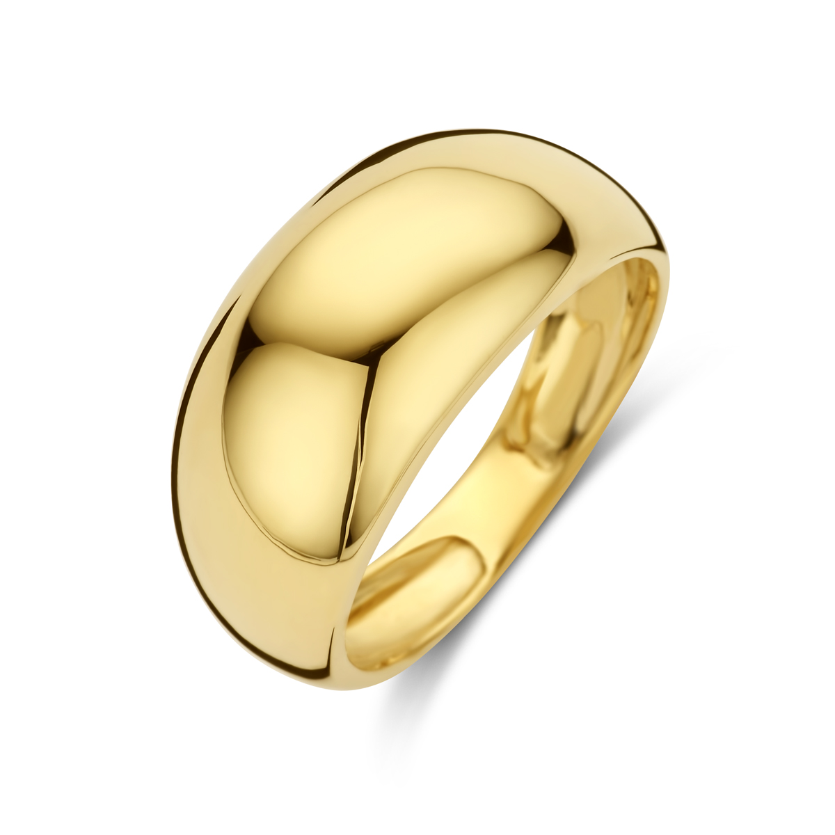 Geelgouden ring met een poli afwerking.