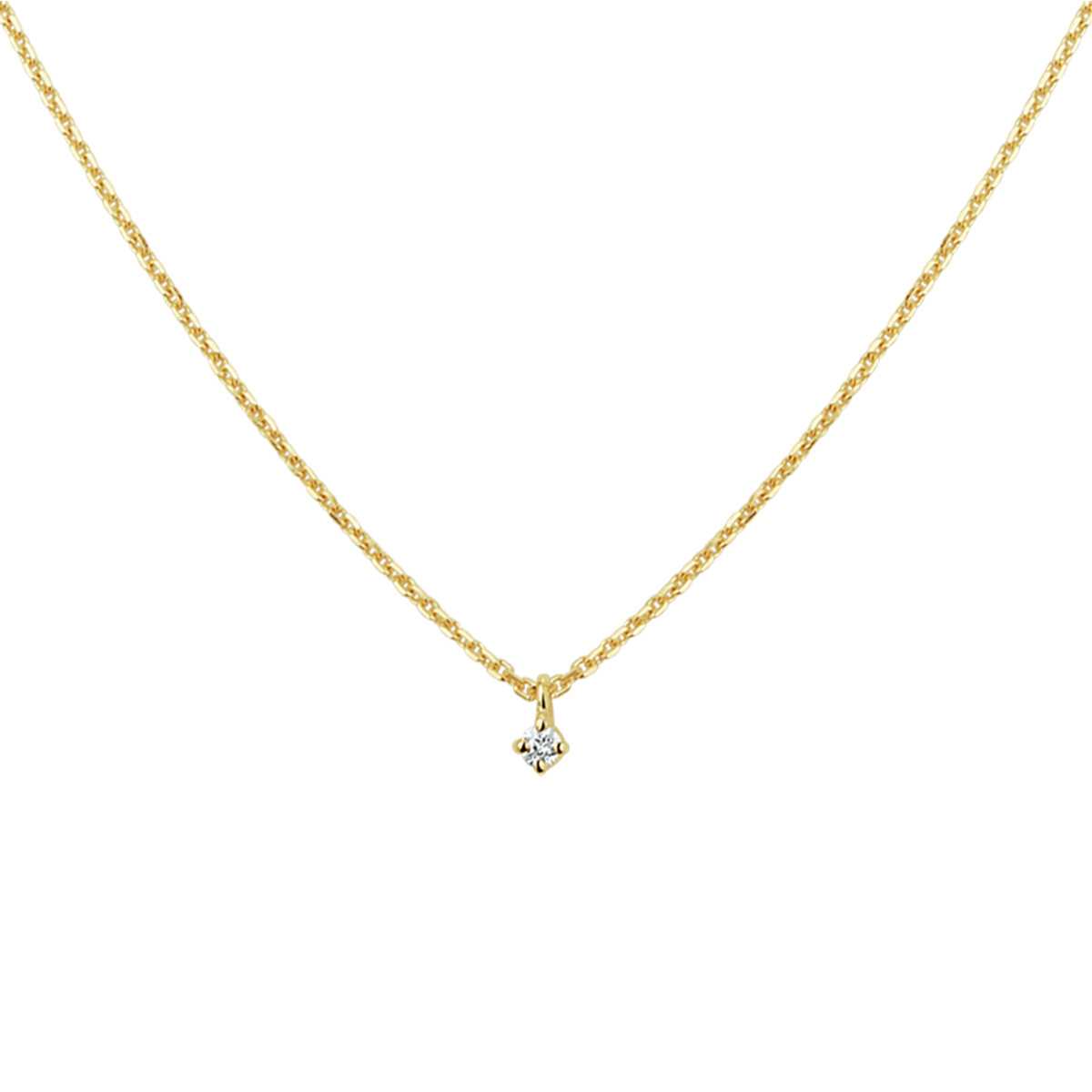 Beschrijving: Geelgouden collier met diamant 0.03 ct. Met draaglengtes van 41 43 en 45cm en de schakelbreedte is 1.25mm.
Verpakt per: 1
Doelgroep: dames
Breedte: 1.25 mm
Kortste lengte: 41 mm
Langste lengte: 45 mm
Zetting: solitaire (chatonzetting)