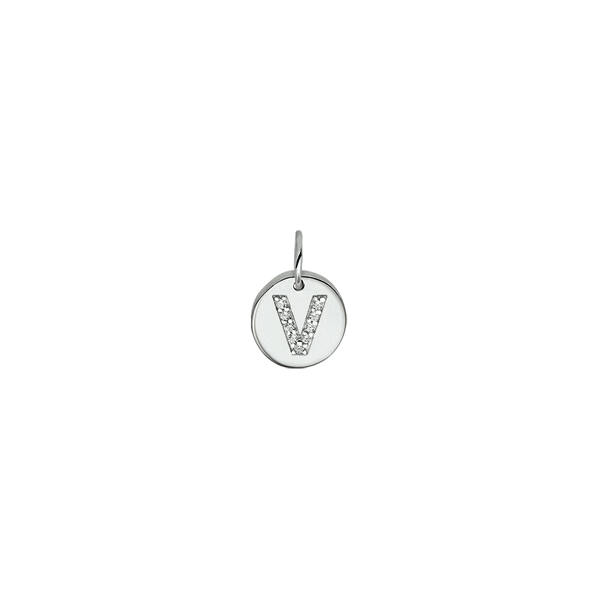 Zilver letter hanger V gerhodineerd