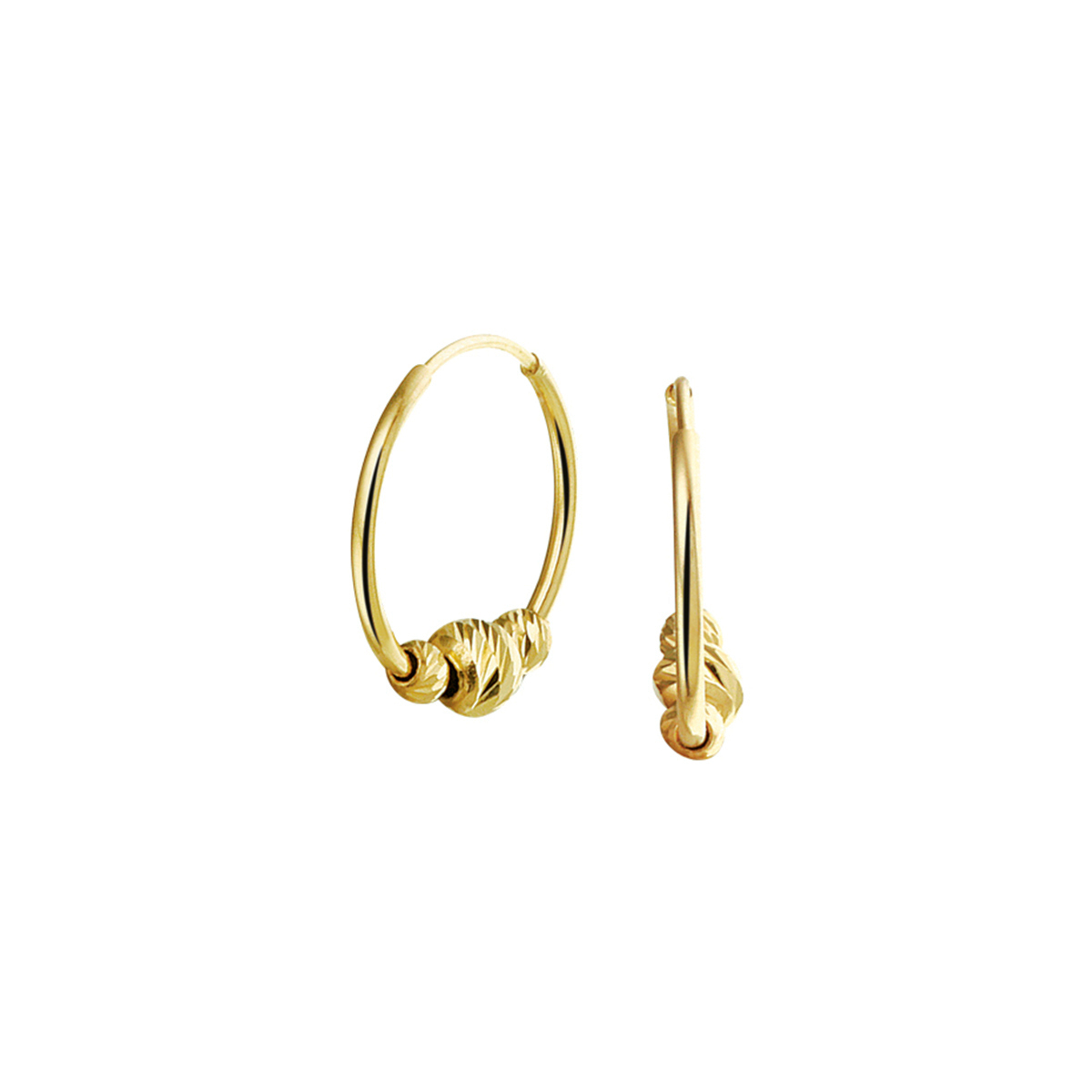Beschrijving: Geelgouden creolen met een afmeting van 11x0.8mm uitgevoerd met 2 bolletjes van 2mm en 1 van 3mm. Door het simplistische design zijn deze creolen perfect te combineren met andere sieraden. Zo creeer je elke keer weer een nieuwe look!.
Verpakt per: 1
Doelgroep: dames
Breedte: 0.8 mm