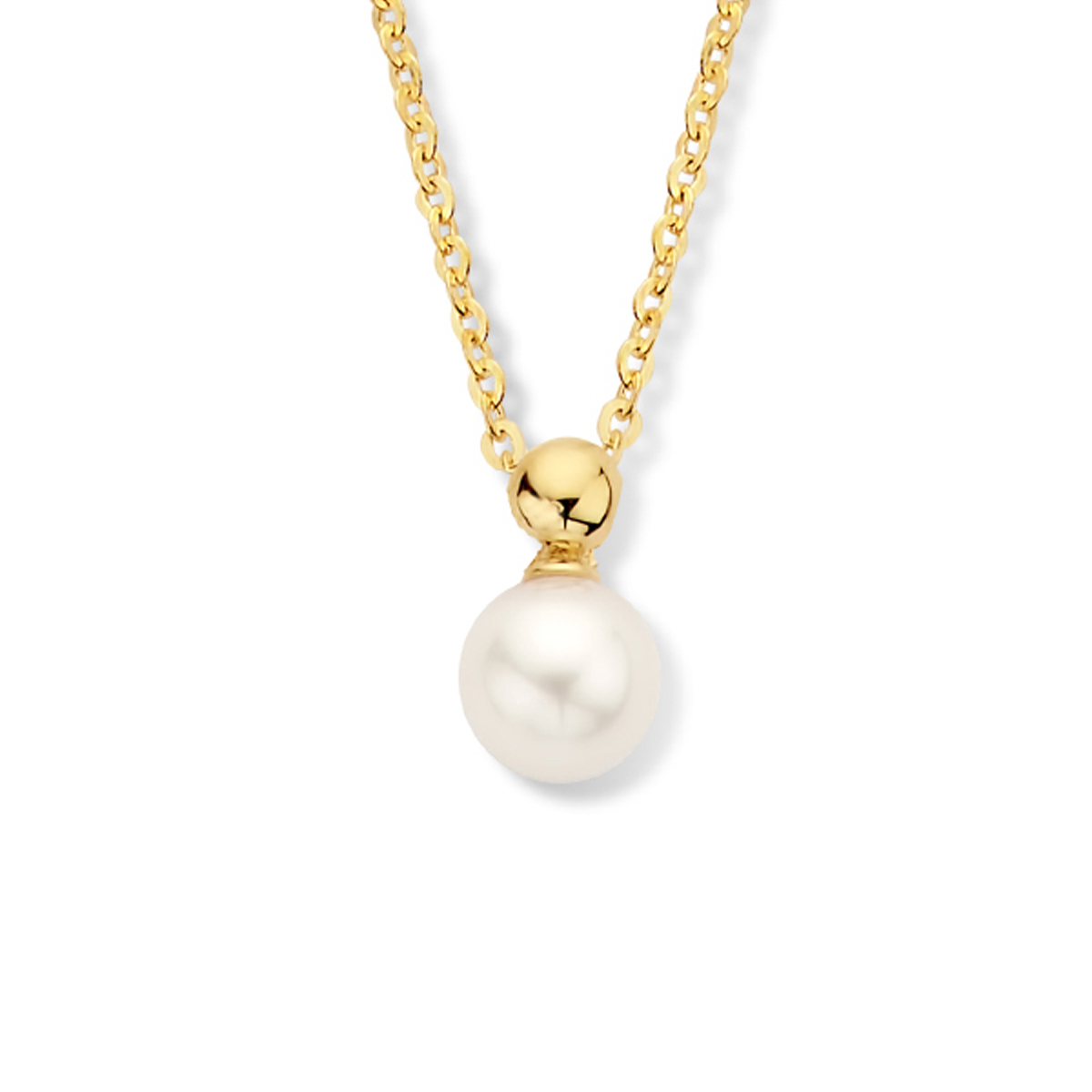 Klassiek geelgouden anker collier met draaglengtes van 41, 43 en 45 cm en 1.1mm breed uitgevoerd met een parel hanger van 9.5x5.5mm. Het collier is een prachtige basis voor een klassieke chique look en uit te breiden met parel sieraden uit onze collectie voor een perfecte klassieke uitstraling.
