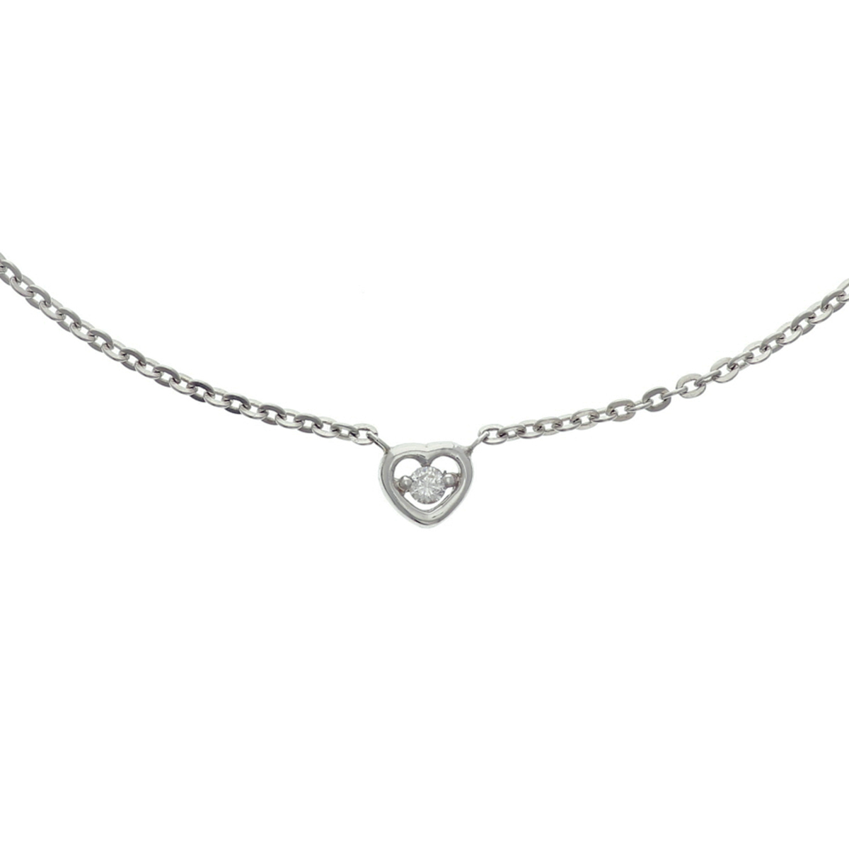 Gerhodineerd zilveren collier met een hart van zirkonia. De lengte bedraagt 38cm met 4cm extensie. De schakelbreedte is 1.7mm.