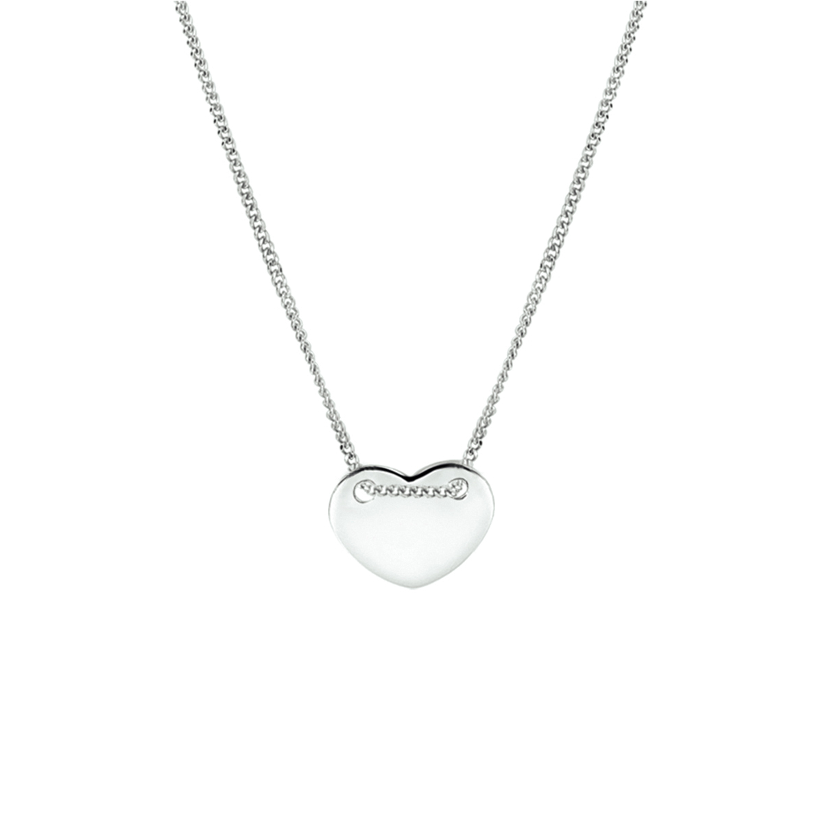 Beschrijving: Gerhodineerd zilveren collier met hartje. De lengte bedraagt 40cm met 5cm extensie en de schakelbreedte is 1mm. 
Doelgroep: dames
Breedte: 1 mm
Kortste lengte: 40 cm
Langste lengte: 45 cm