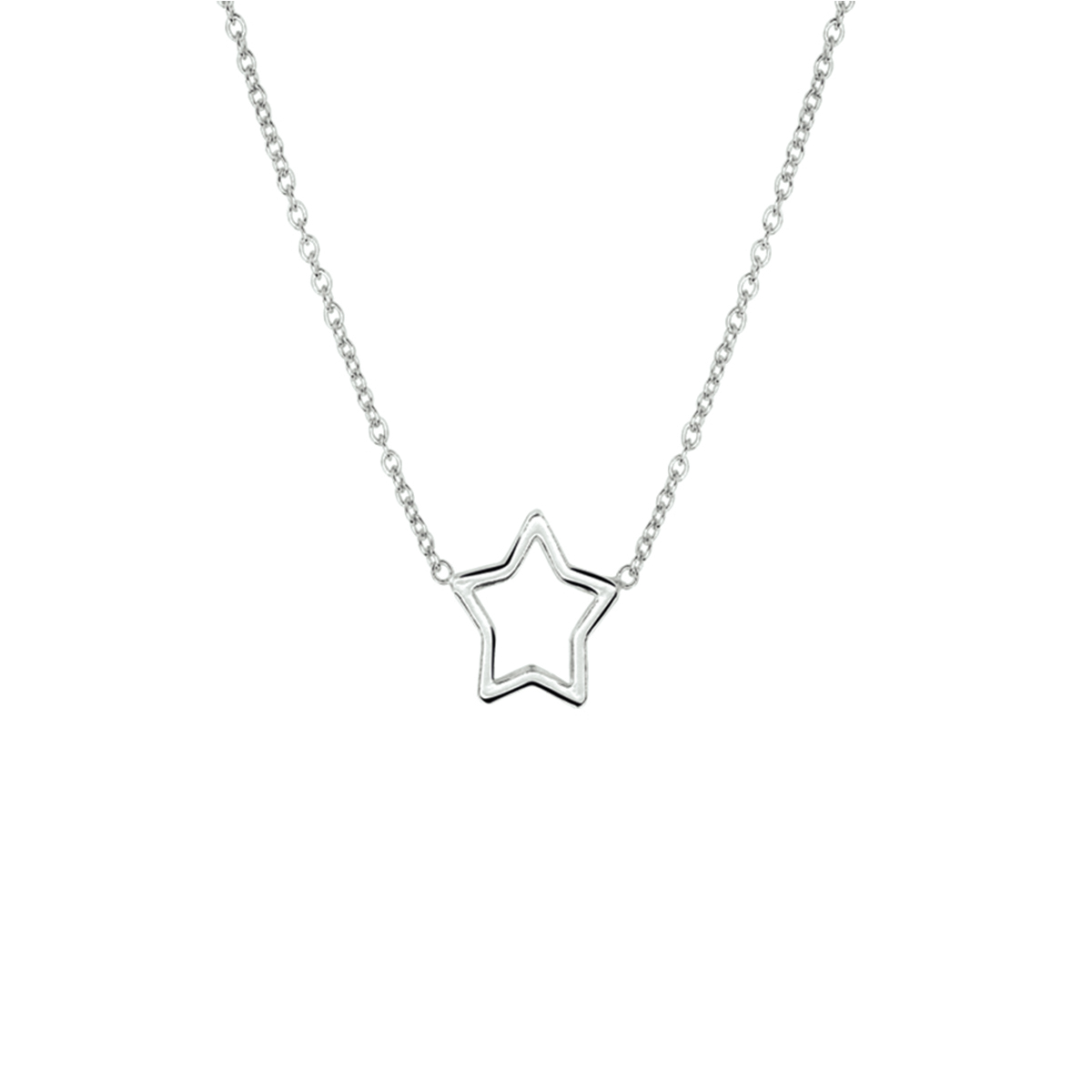 Collier ster met een draaglengte van 41cm en een extensie van 5cm. De schakelbreedte is 1.3mm.