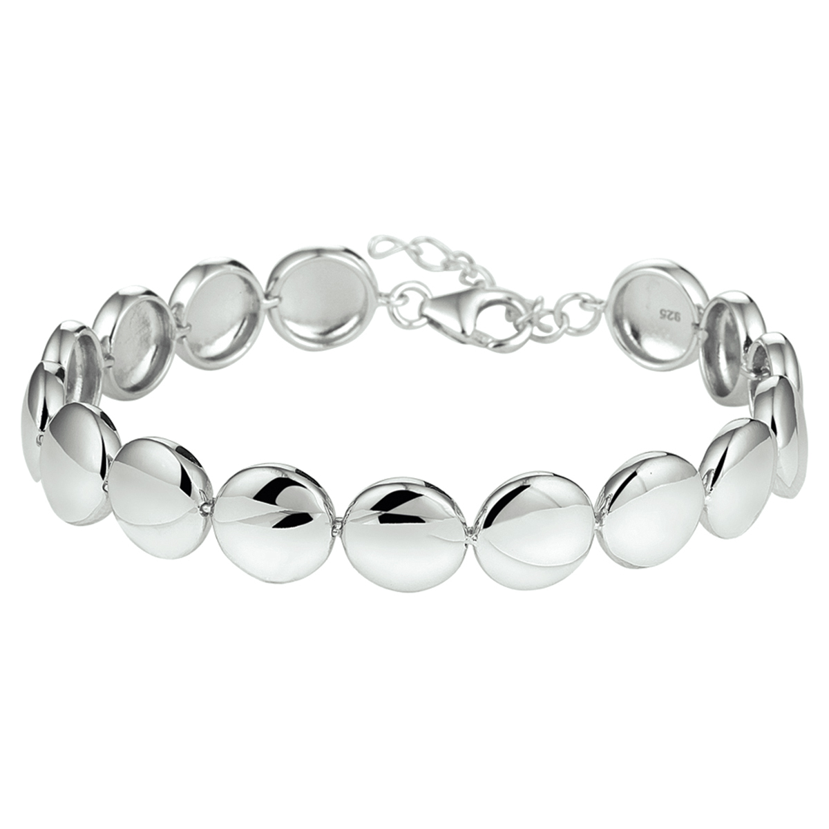 Zilveren armband met dichte cirkels lengte verstelbaar van 17,5 naar 20,5 cm
