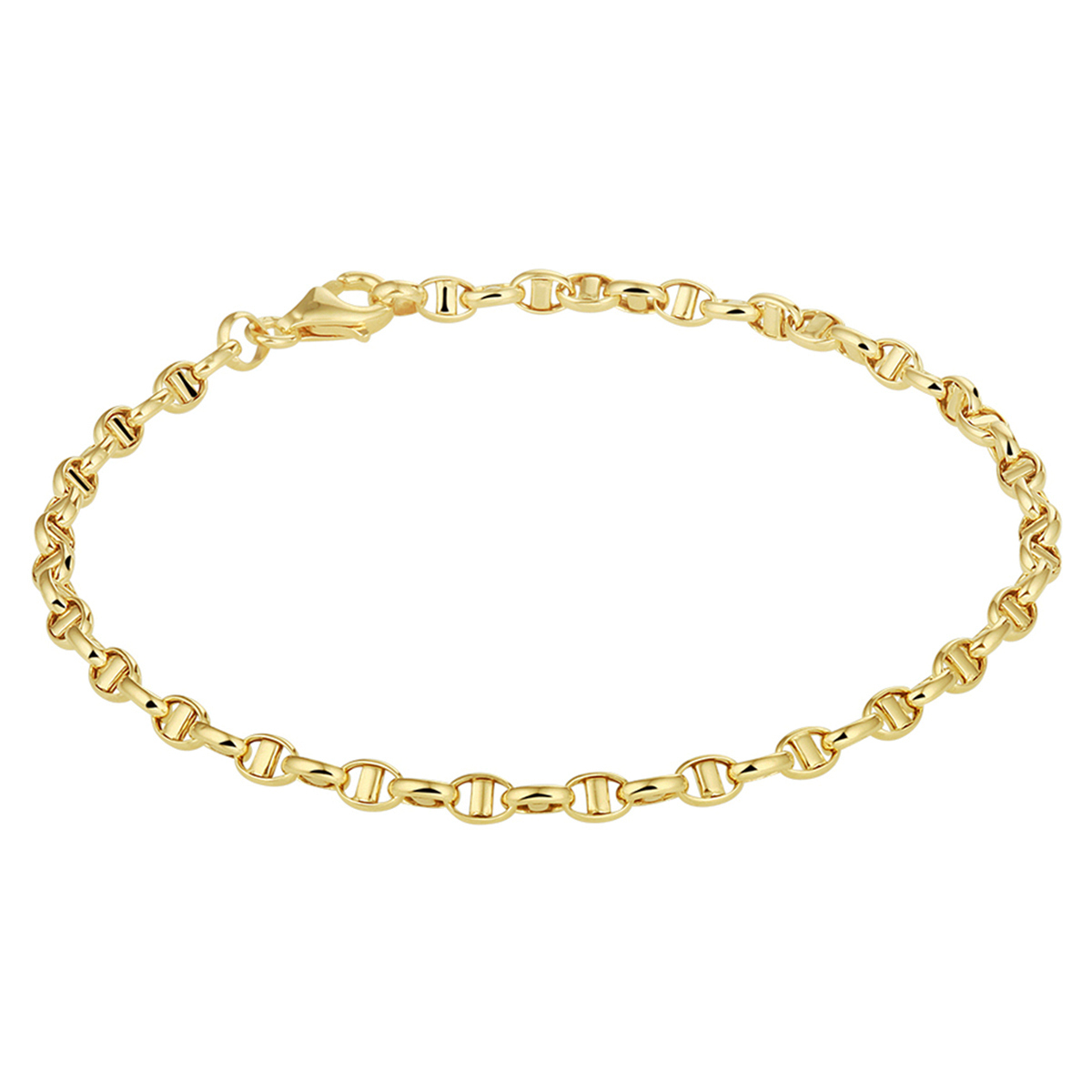 Geelgouden lengte artikel met een lengte van 45cm en met een karabijn sluiting. De schakelbreedte is 2.9mm.