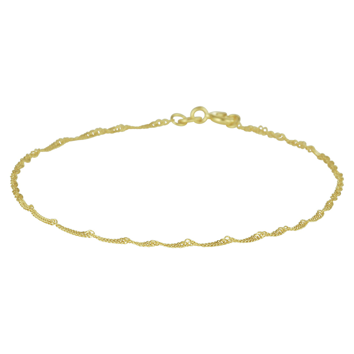Beschrijving: Geelgouden armband met een draaglengte van 19cm en een singapore schakel. De armband heeft een schakelbreedte van 1.2mm. Tip: Combineer deze armband met bijpassende sieraden uit onze collectie of vanuit je eigen stash en creeer zo elke keer weer een nieuwe look.
Breedte: 1.2 mm
Langste lengte: 19 cm