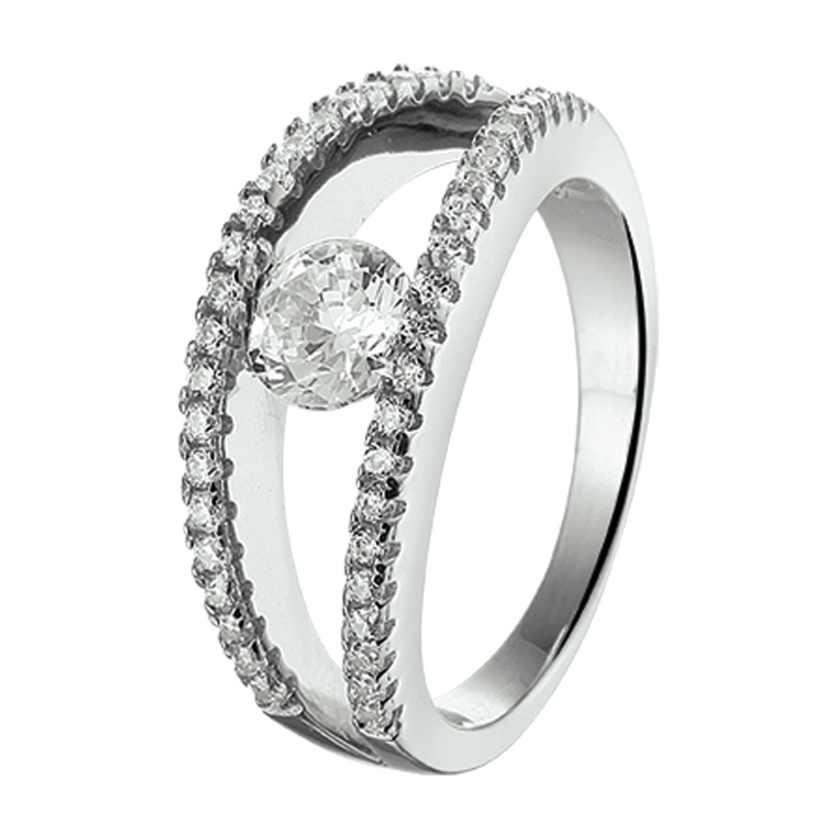 Gerhodineerd zilveren ring met zirkonia.
Ringmaat: 18.50 mm (58)
Breedte: 8.5 mm
Zetting: entourage (rijzetting)