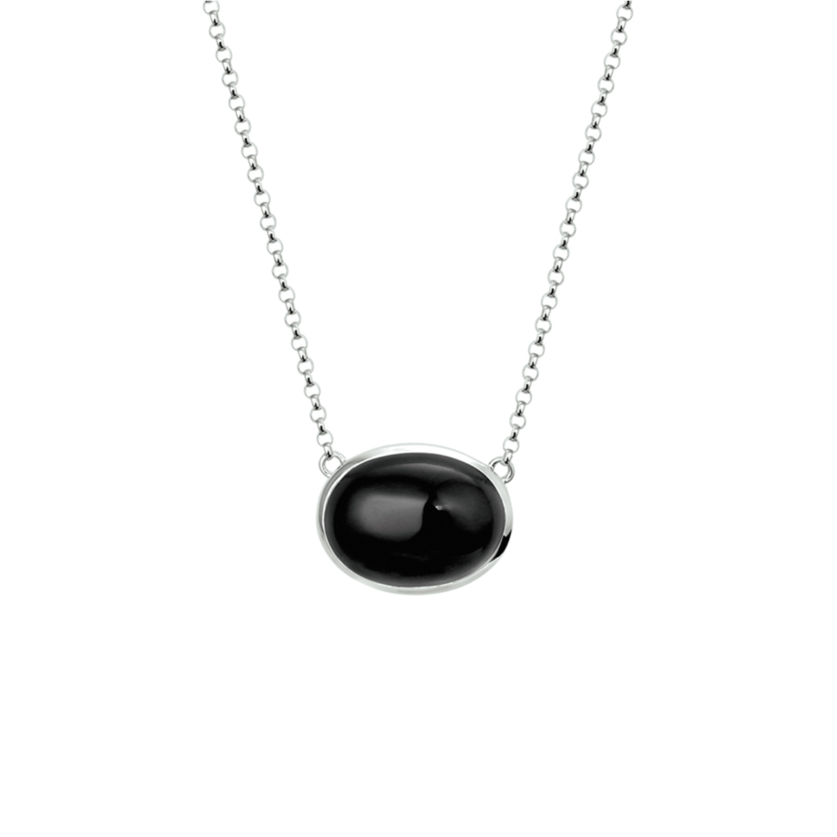 Beschrijving: Gerhodineerd zilveren collier met zwarte onyx. De lengte bedraagt 42cm met 3cm extensie en de schakelbreedte is 1.5mm. De steen heeft een afmeting van 11.5 x 15.5 mm.
Verpakt per: 1
Doelgroep: dames
Breedte: 17.5 mm
Kortste lengte: 42 mm
Langste lengte: 45 mm
Hoogte: 13.5 mm