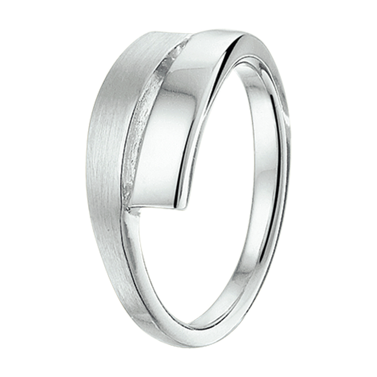 Gerhodineerd zilveren ring met een poli/matte afwerking. maat 56