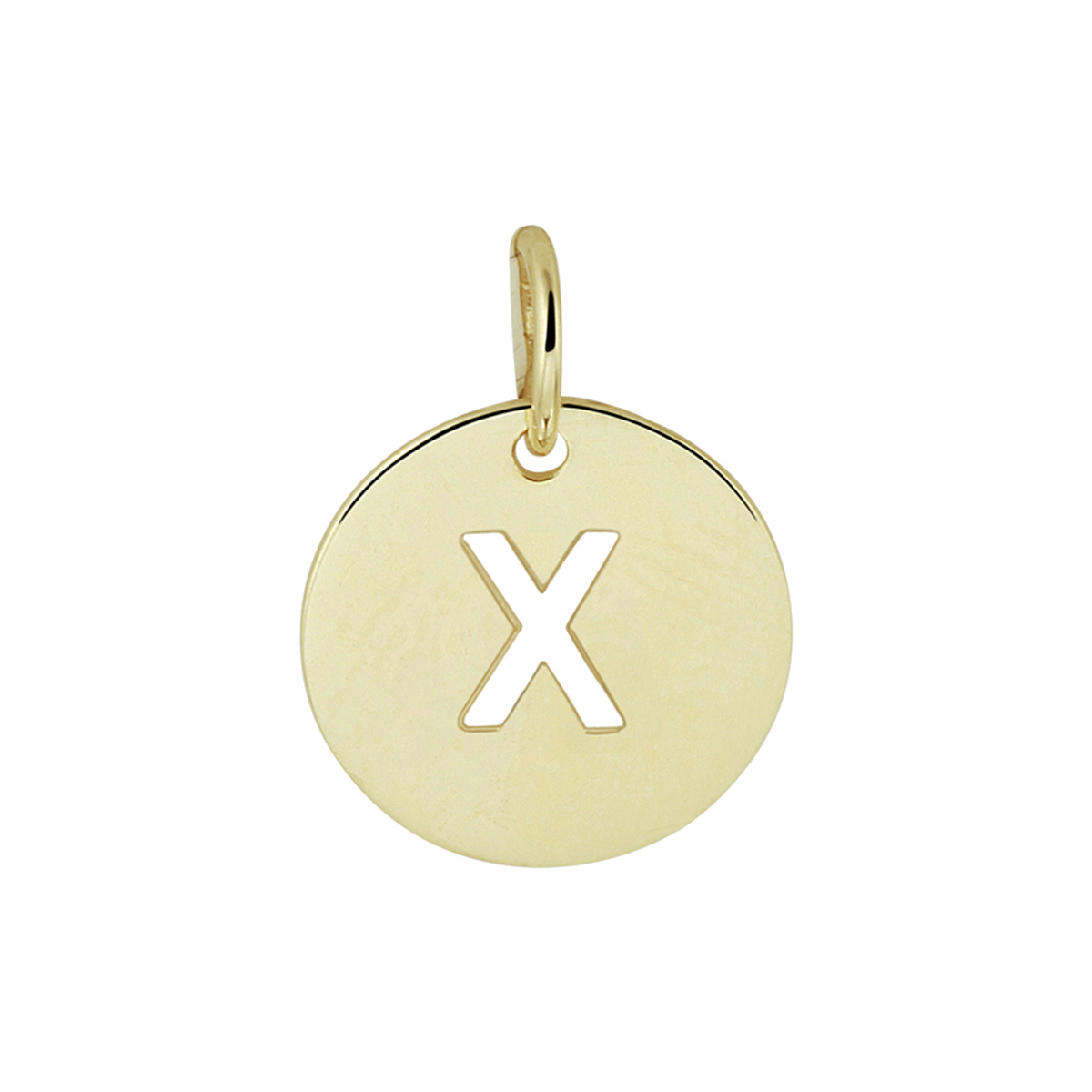 Geelgouden ronde letter X hanger. De hanger heeft een diameter van 10mm en een totale hoogte van 13mm. Tip: Combineer deze betekenisvolle hanger met een bijpassend collier en geef deze cadeau aan een speciaal persoon.