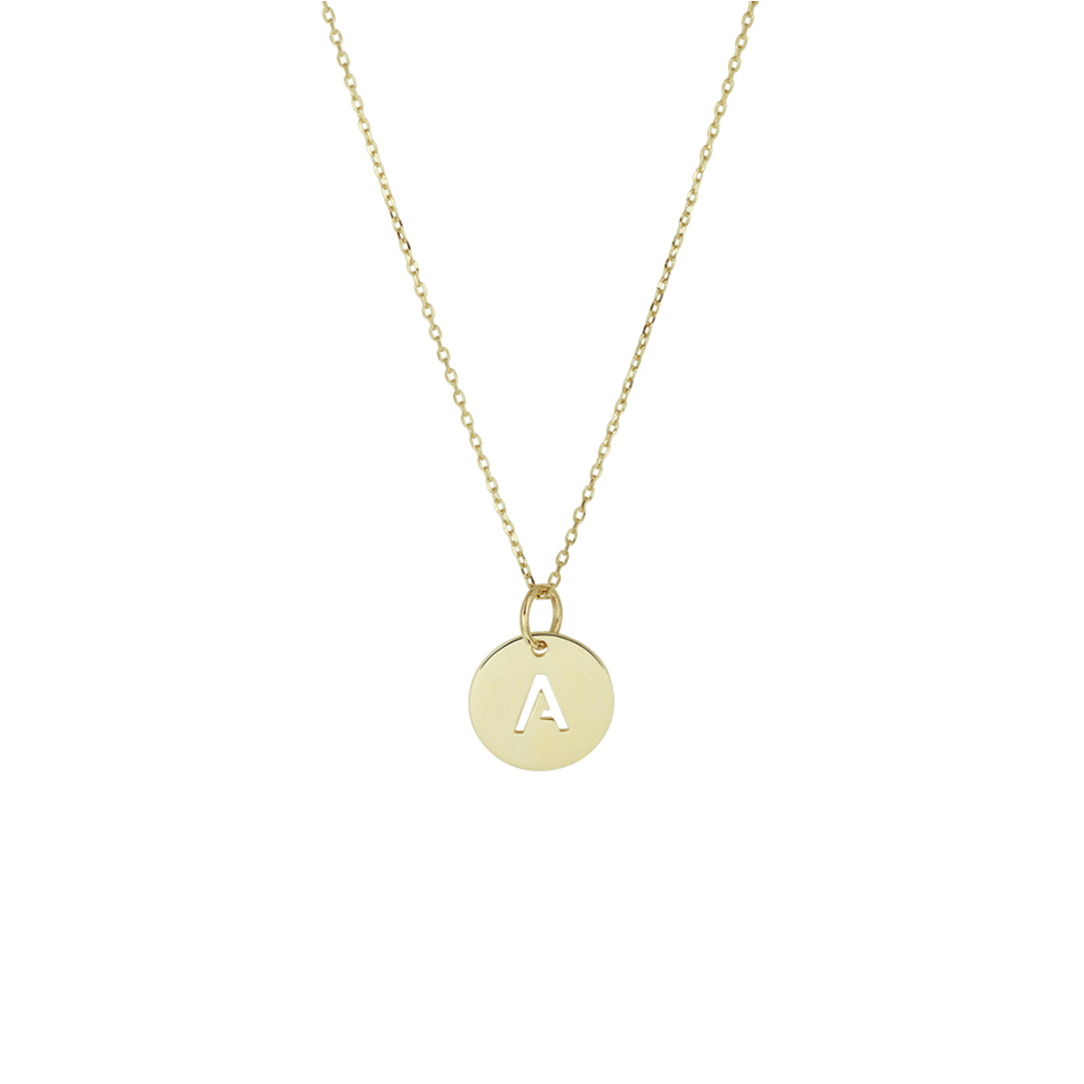 14k Geelgouden anker collier uitgevoerd met een ronde letter A hanger. De hanger heeft een diameter van 10 mm en het collier heeft draaglengtes van 40 42 en 44cm. Tip: Geef dit betekenisvolle collier cadeau aan een speciaal persoon.
