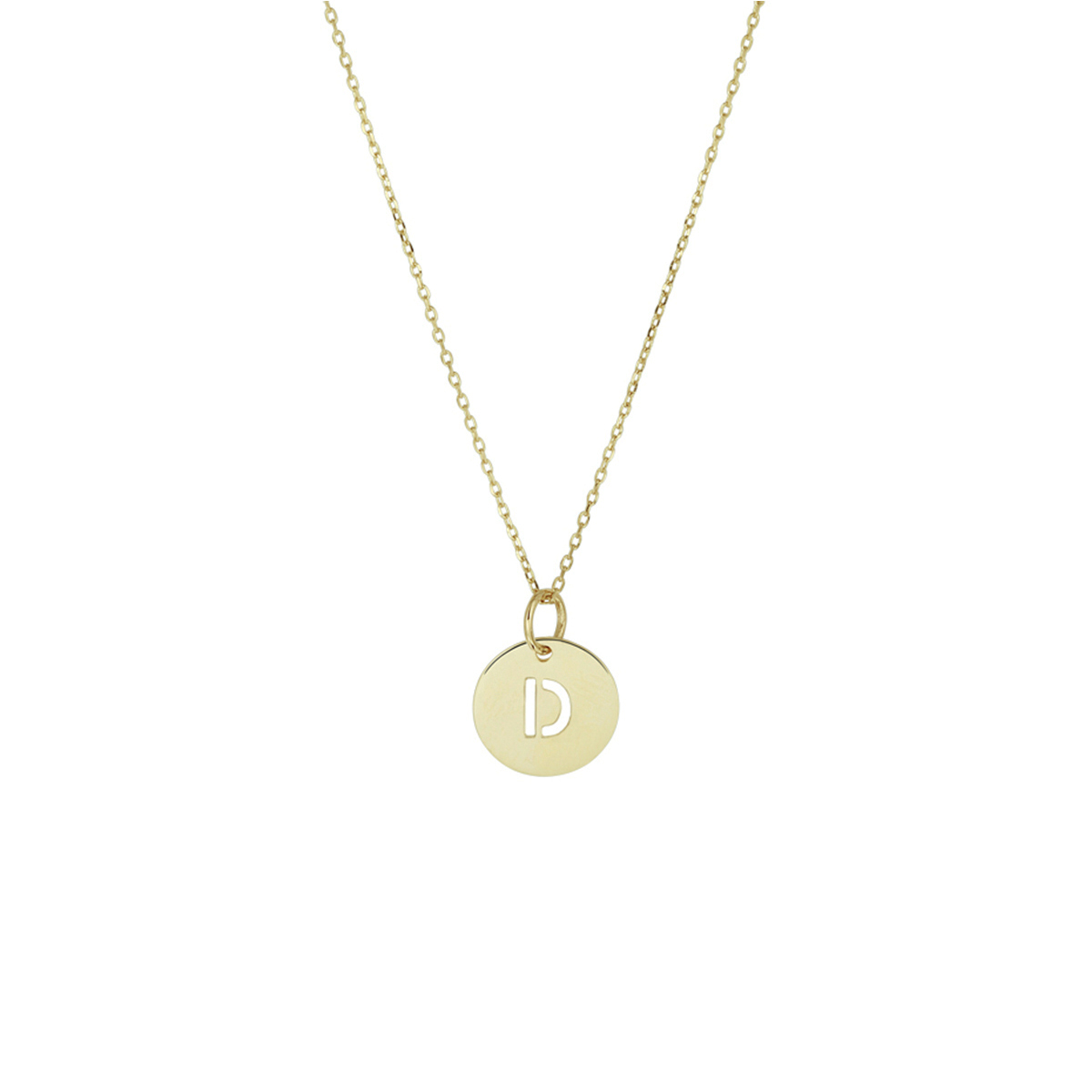 14k Geelgouden anker collier uitgevoerd met een ronde letter D hanger. De hanger heeft een diameter van 10 mm en het collier heeft draaglengtes van 40 42 en 44cm. Tip: Geef dit betekenisvolle collier cadeau aan een speciaal persoon.