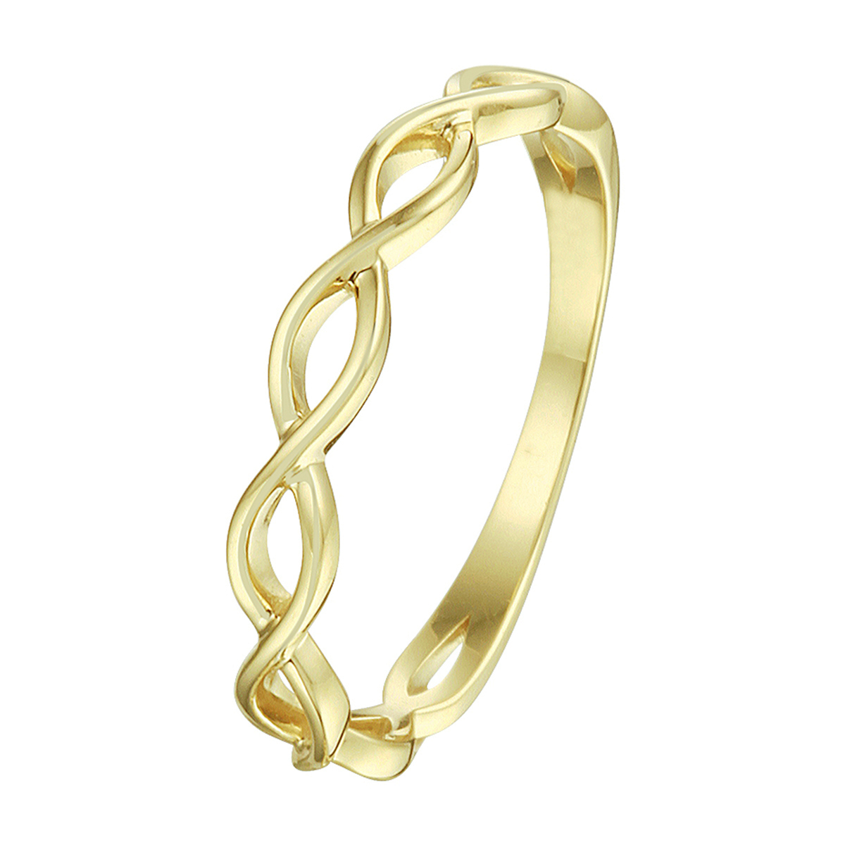 Stijlvolle geelgouden ring met een breedte van 3mm uitgevoerd met een schakelmotief. Minimalistisch design voor een exclusieve uitstraling.