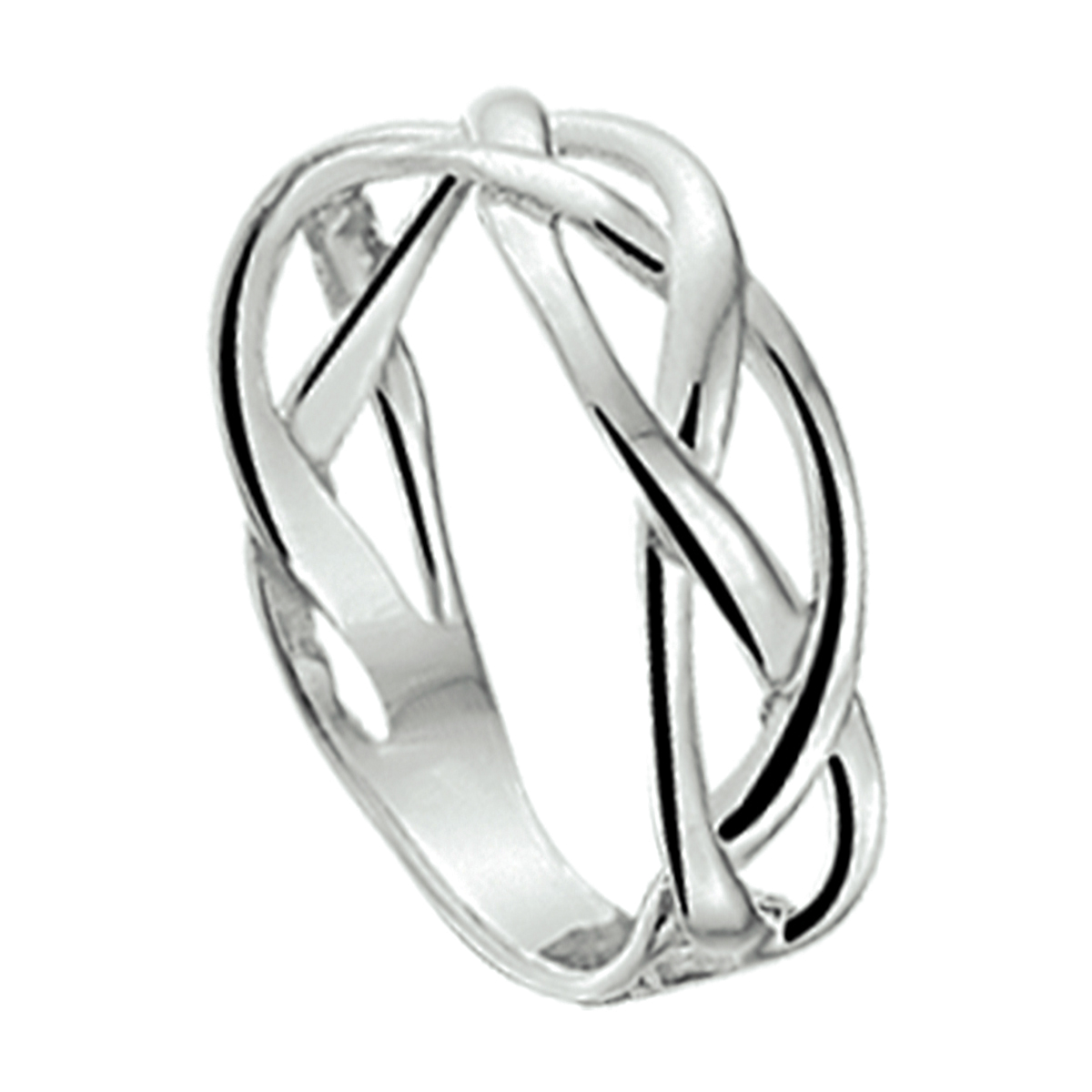Chique opengewerkt gerhodineerd zilveren ring met een breedte van 5.5mm. Door het strakke en simplistische design is deze ring erg gemakkelijk te combineren. Zo maak je elke dag weer een nieuwe set met deze schitterende ring

Ringmaat: 17.50 mm (55) 
Breedte: 5.5 mm