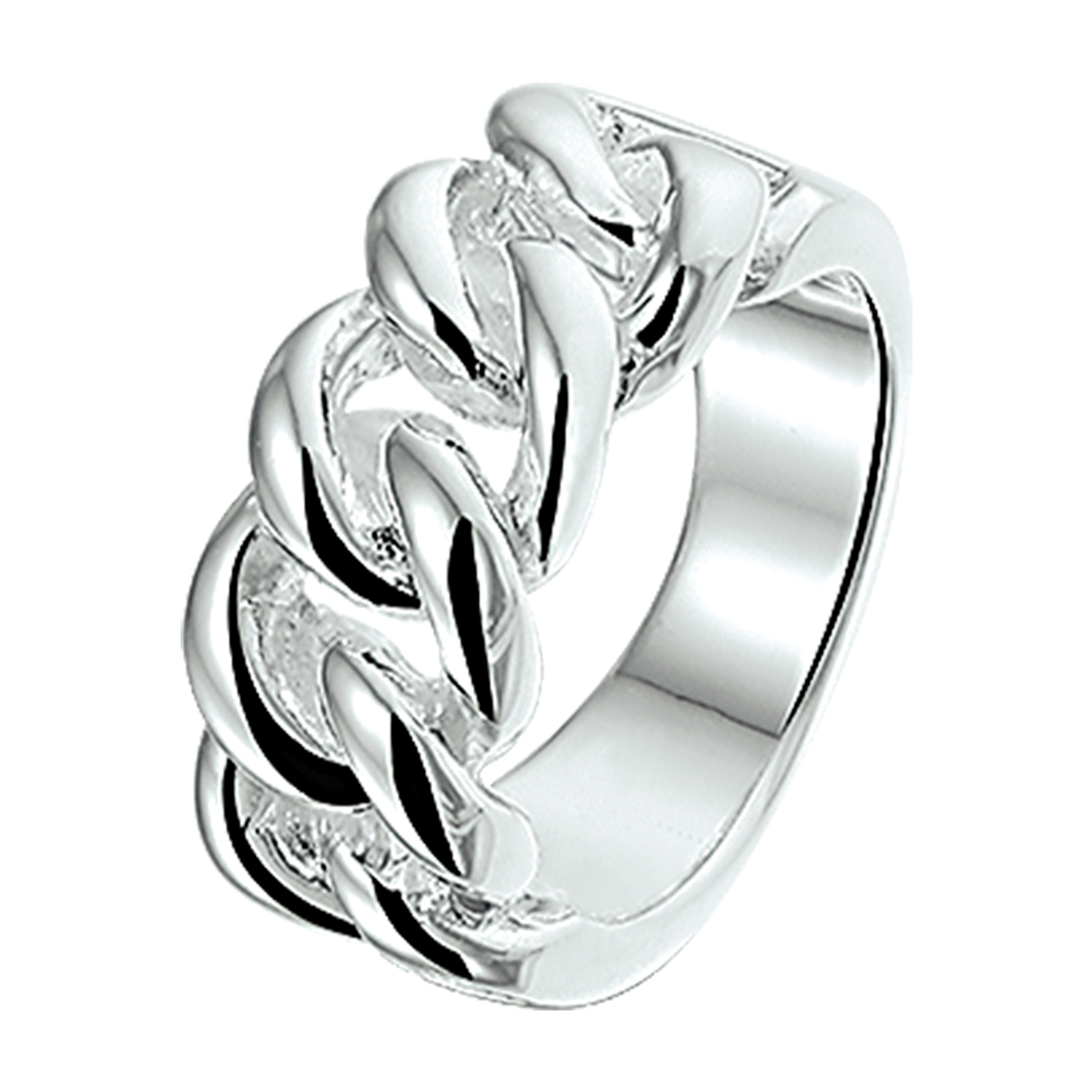 Gerhodineerd zilveren ring met gourmet schakel
Ringmaat: 20.25 mm (64)
Breedte: 9.5 mm