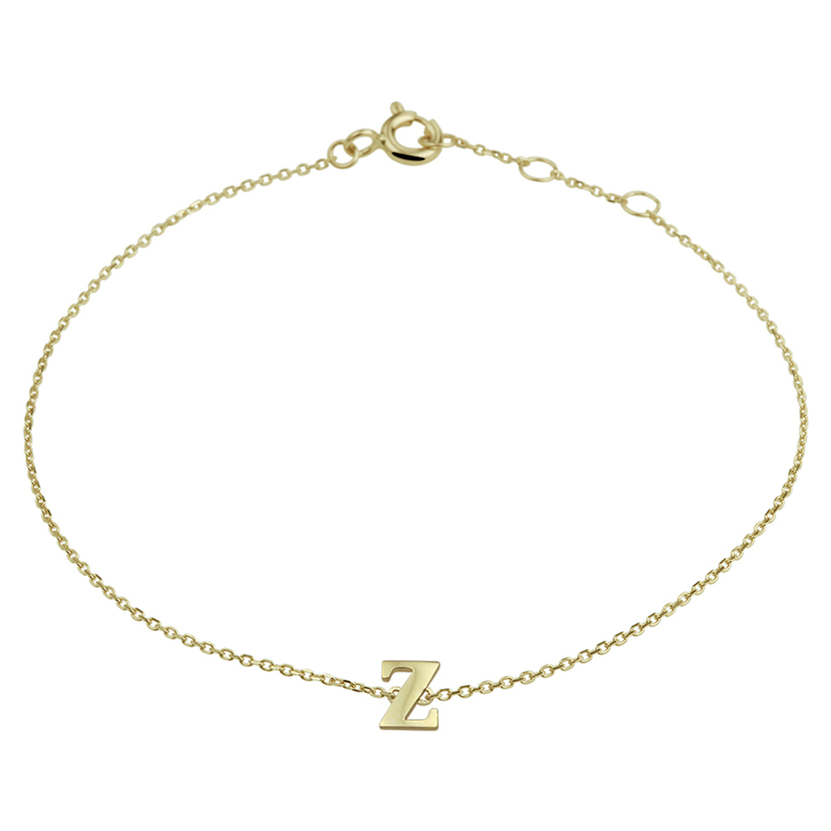 14k Geelgouden anker armband uitgevoerd met de letter Z. De armband heeft draaglengtes van 16.5, 17.5 en 18.5cm. De letter heeft een afmeting van 6x4.5mm.