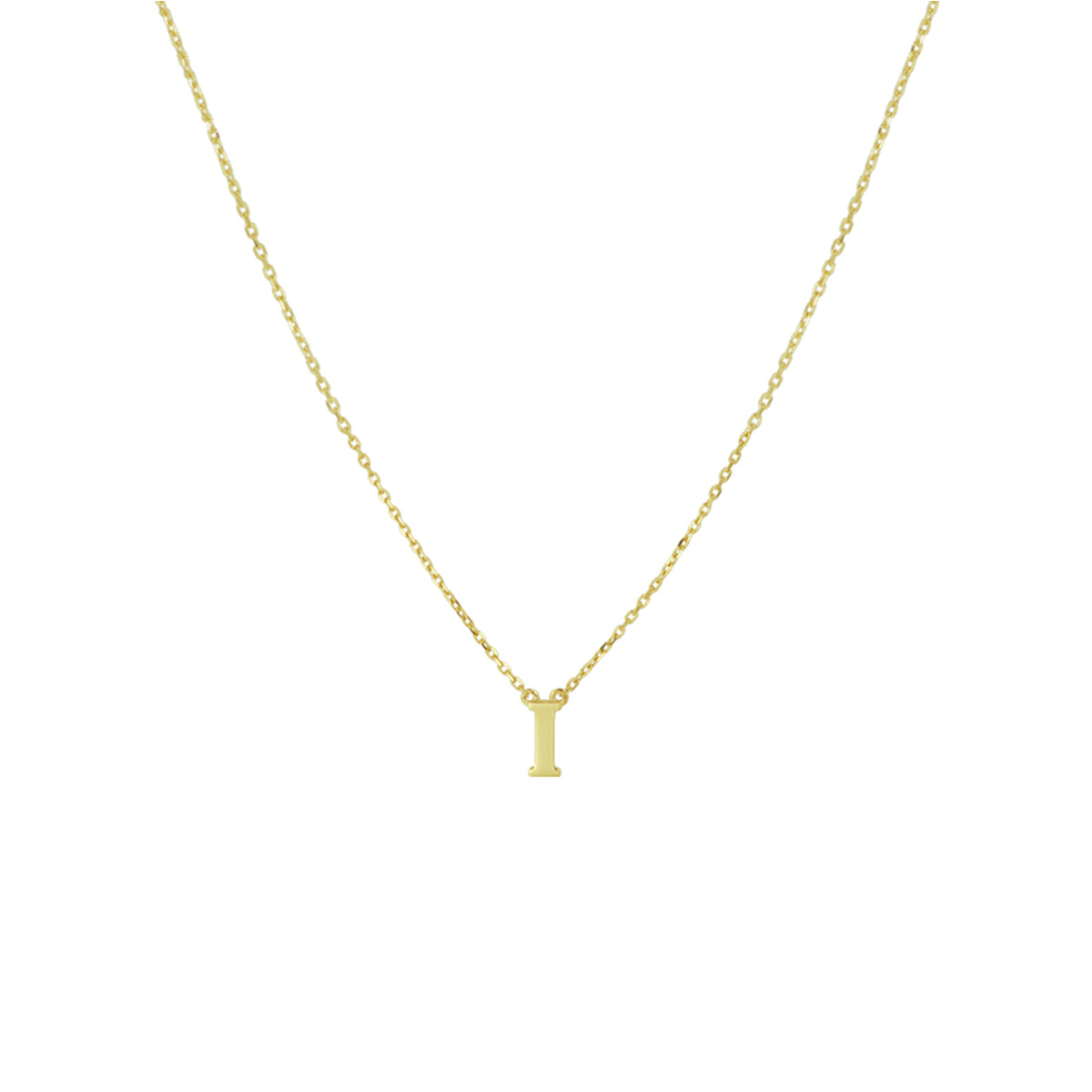 14k Geelgouden anker collier uitgevoerd met de letter I. Het collier heeft draaglengtes van 40, 42 en 44cm. De letter heeft een afmeting van 6x2.5mm.