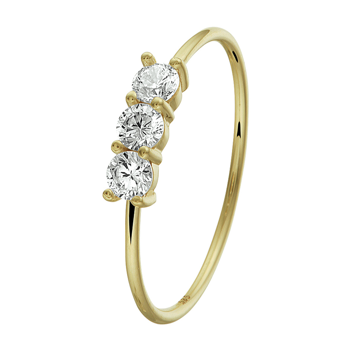 14k Geelgouden ring uitgevoerd met een schitterende zirkonia rij. De ring heeft een breedte van 3mm en een sterke scheen door getrokken draad.