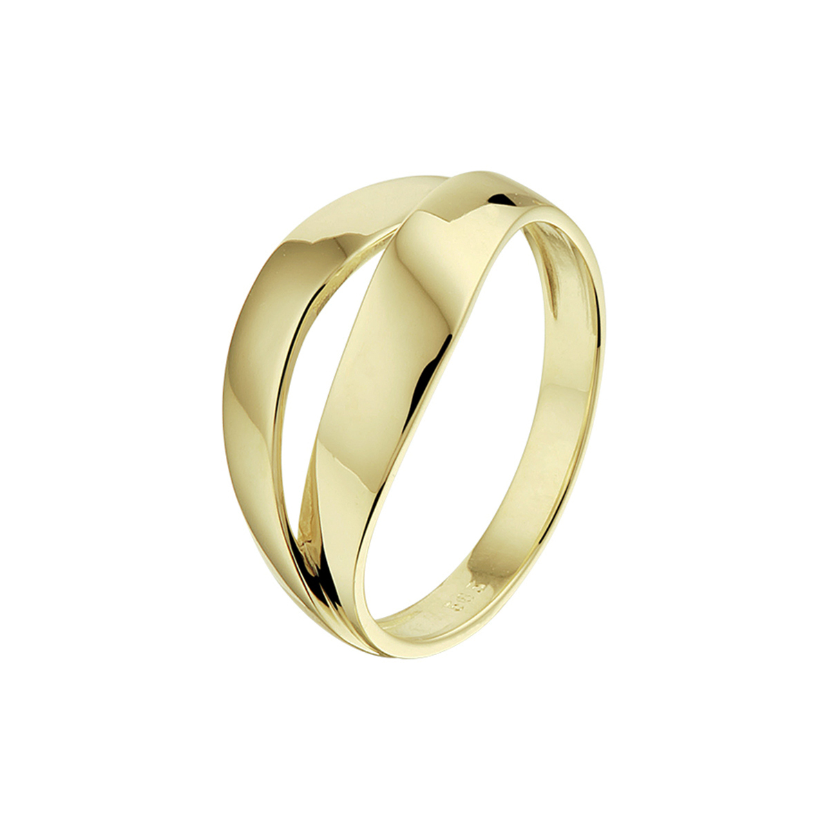 14k Geelgouden ring. De ring heeft een breedte van 9.5mm.