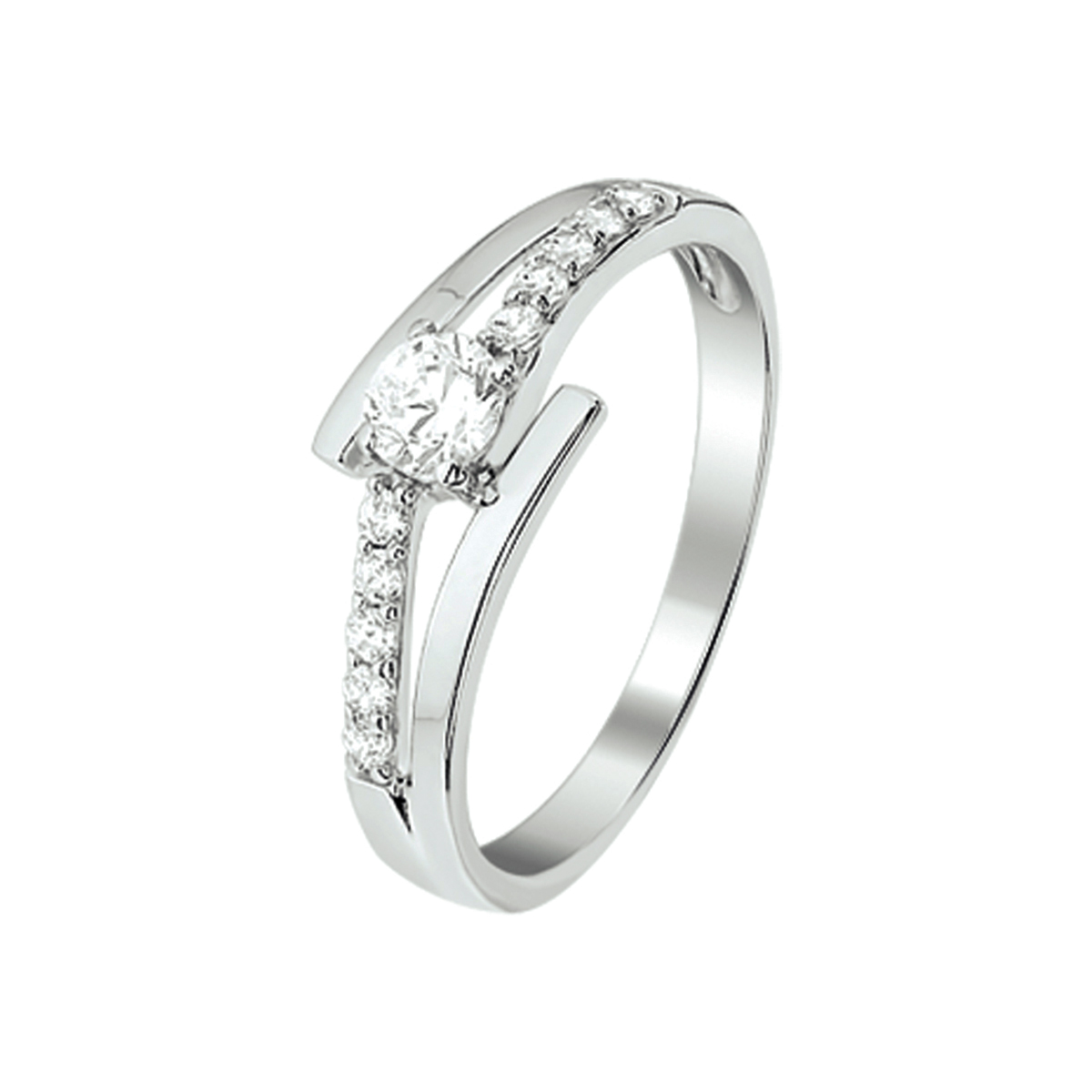 zilveren ring, zirconia+pave mt52