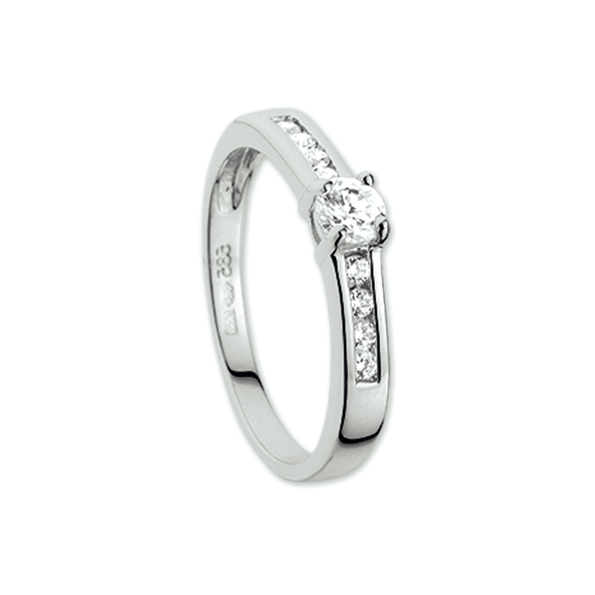 Witgouden ring zirkonia 9x zirkonia 