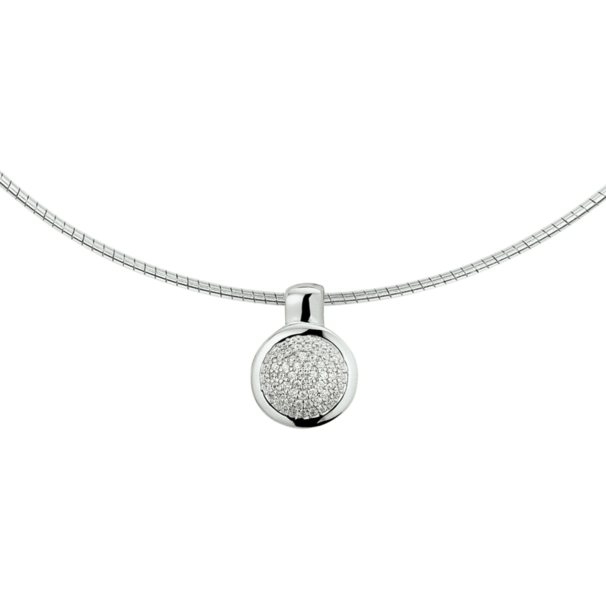 Chique gerhodineerd 925 zilveren collier uitgevoerd met een luxe pave van briljant geslepen zirkonia. Het collier heeft een draaglengte van 42cm met een extensie van 3cm en een karabijn sluiting. De schakelbreedte is 1.6mm. De schitterende zirkonia stenen maken dit sieraad tot een ware eyecatcher. Het geheel heeft een betoverend en stijlvol ontwerp.&nbsp;