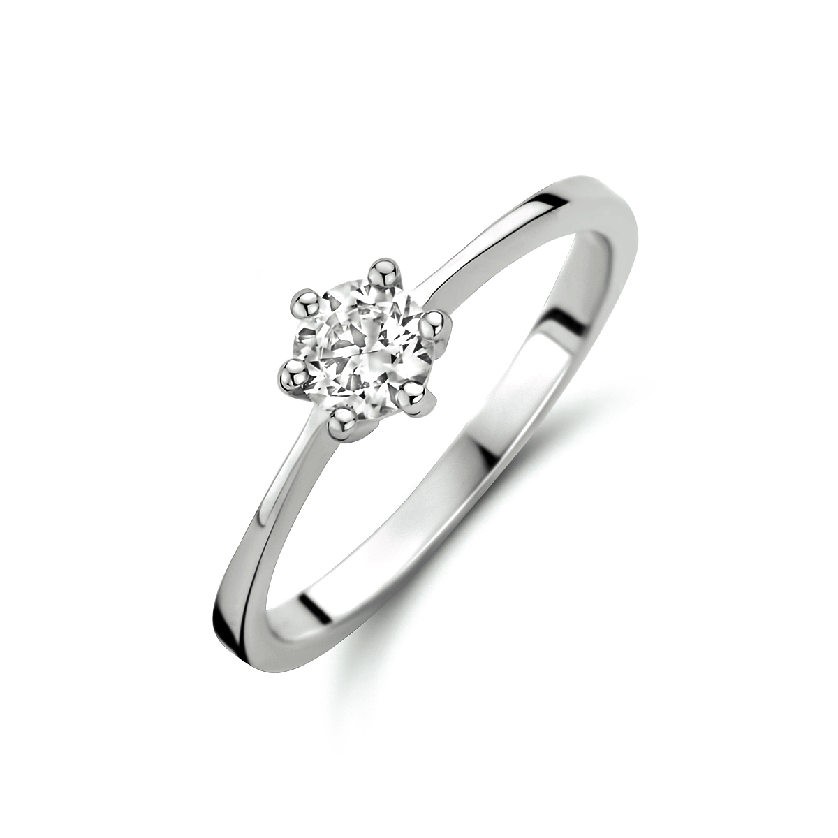 Witgouden ring met zirkonia.