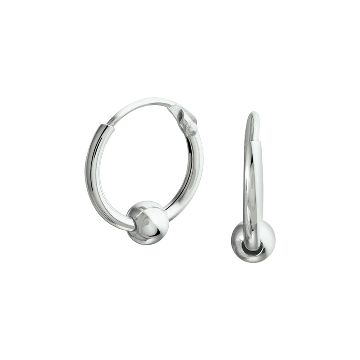 Gerhodineerd zilveren creolen met een afmeting van 12x1.5mm uitgevoerd met een bol van 4mm. De creolen zijn ook verkrijgbaar in diameters 23.5mm en 33mm. Tip: Leuk om kado te geven aan je geliefde of dierbare!. Info: Gerhodineerd zilver is door de rhodiumlaag beter bestand tegen verkleuren en krassen.
Breedte: 1.5 mm